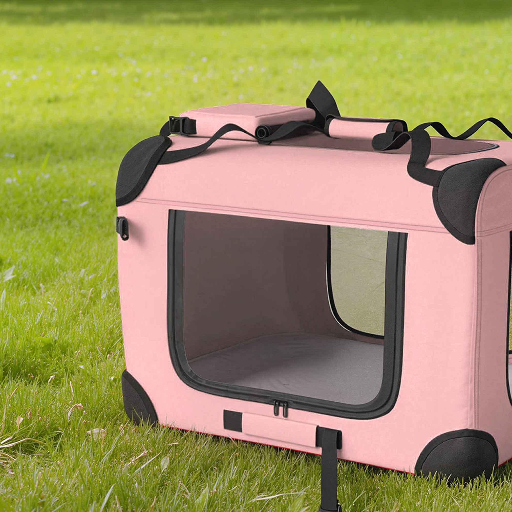 Transportín para Mascotas PawHut 60x41.5x41 cm Rosa 4/5