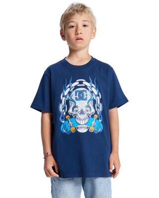 T-shirt met korte mouwen burning skull blau jongens 8-16