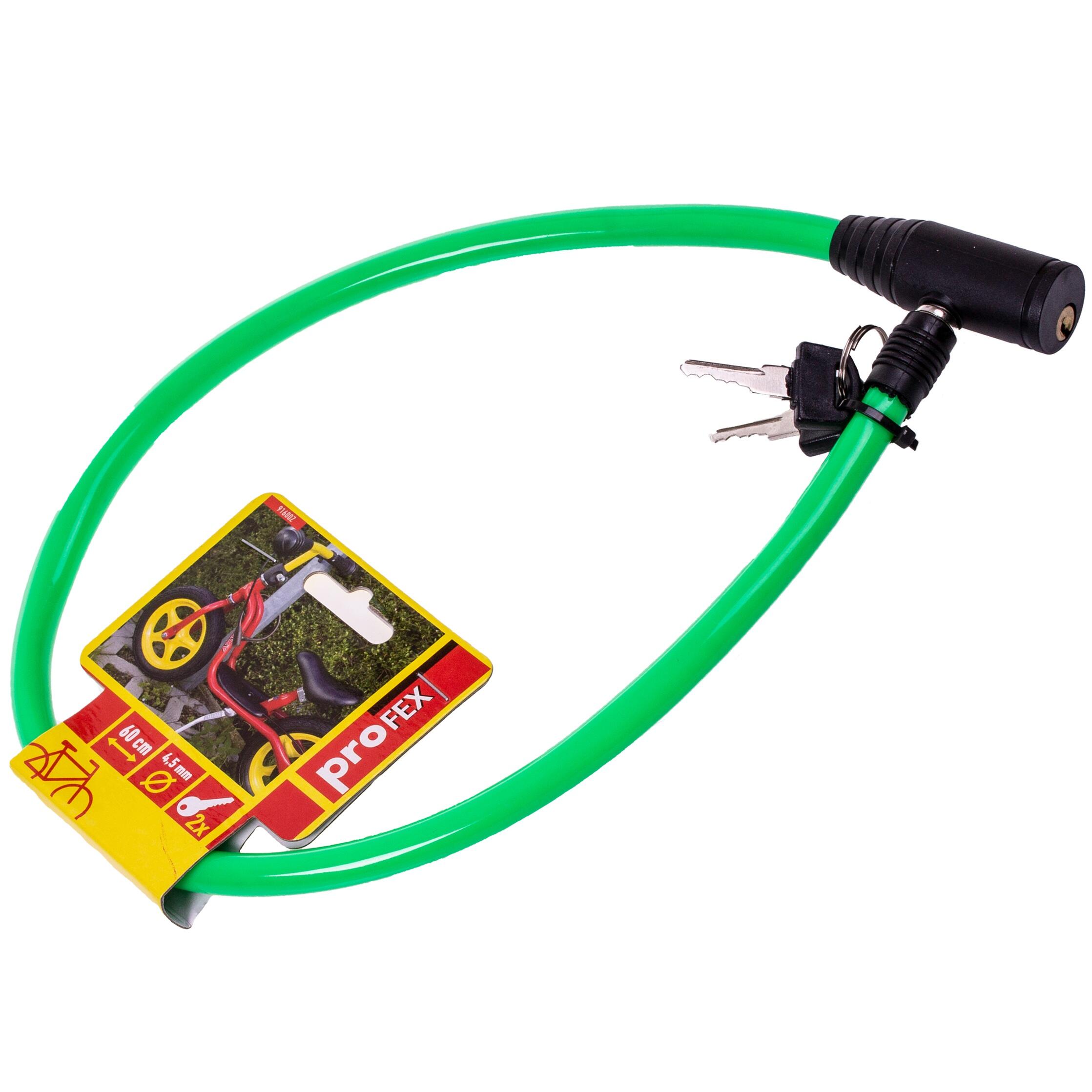 Zapięcie rowerowe łańcuch 60 cm/10 mm Profex na klucz zielona 2/4