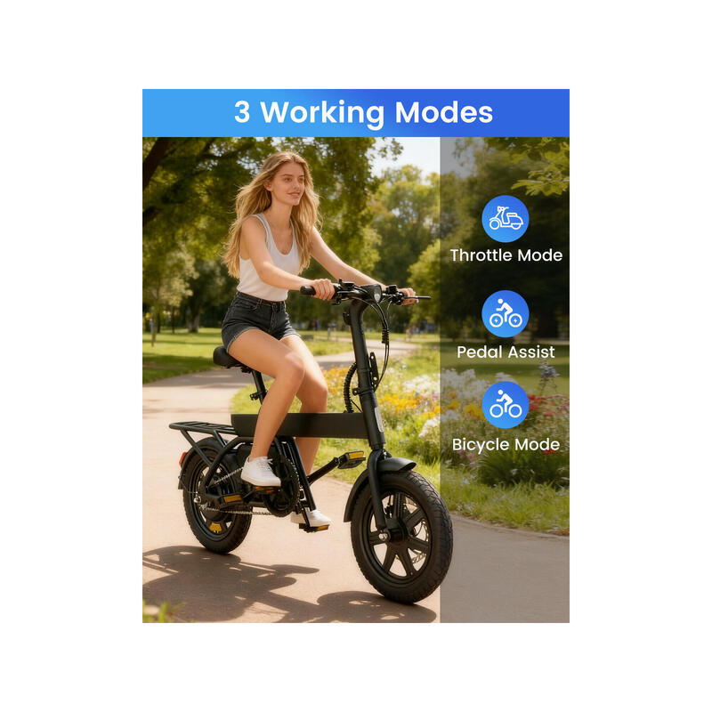 Bicicletă electrică pliabilă REGALANGEL B20 Mini, 14 inch, pentru oraș