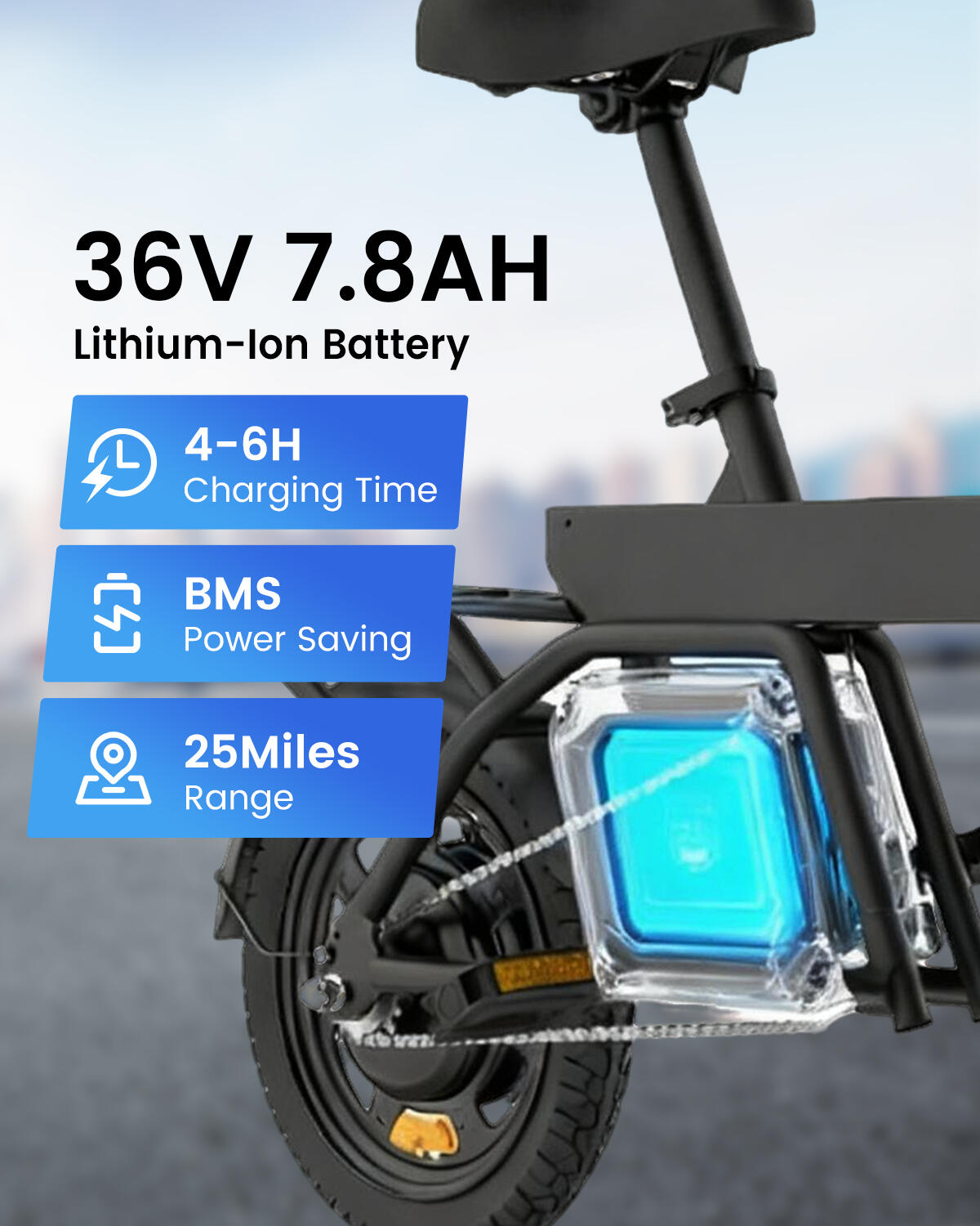 Vélo électrique adulte B20mini, autonomie de 40 km, idéal pour la vill 5/7