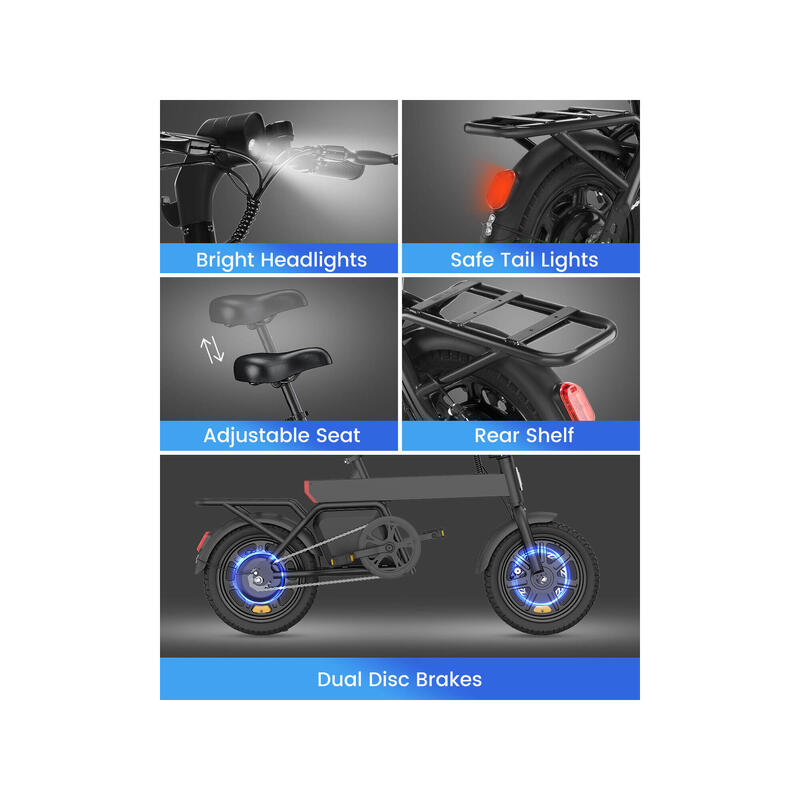 Mini bicicletă electrică REGAANGEL B20, baterie 36V 7.8Ah, certificată CE