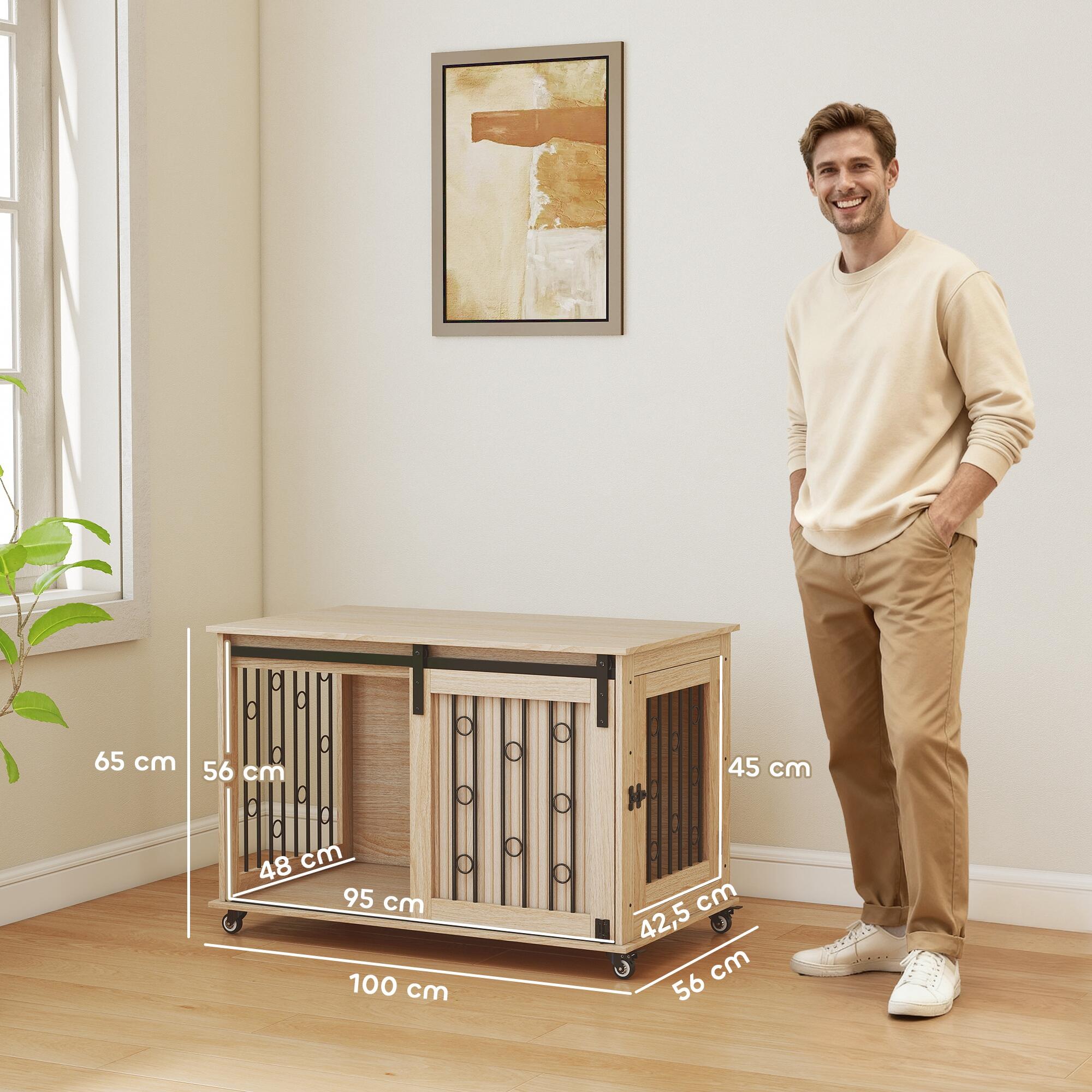 Móvel gaiola para cães 100x56x65 cm castanho e preto PawHut 3/5
