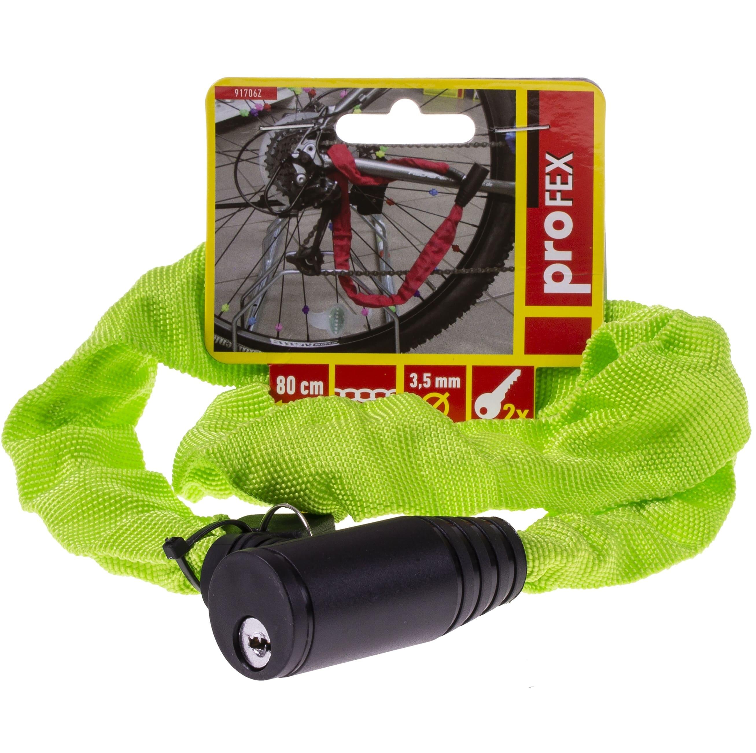 Zapięcie rowerowe łańcuch 80 cm/3,5 mm Profex na klucz zielone