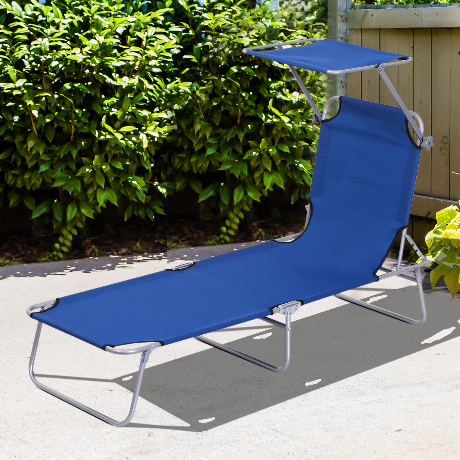 Espreguiçadeira Dobrável Outsunny Azul 2/5