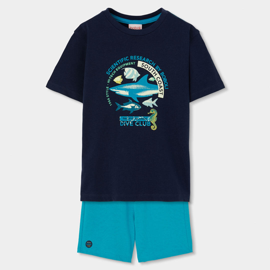 Conjuntos de verano de gimnasia kids niño boboli azul 1/7