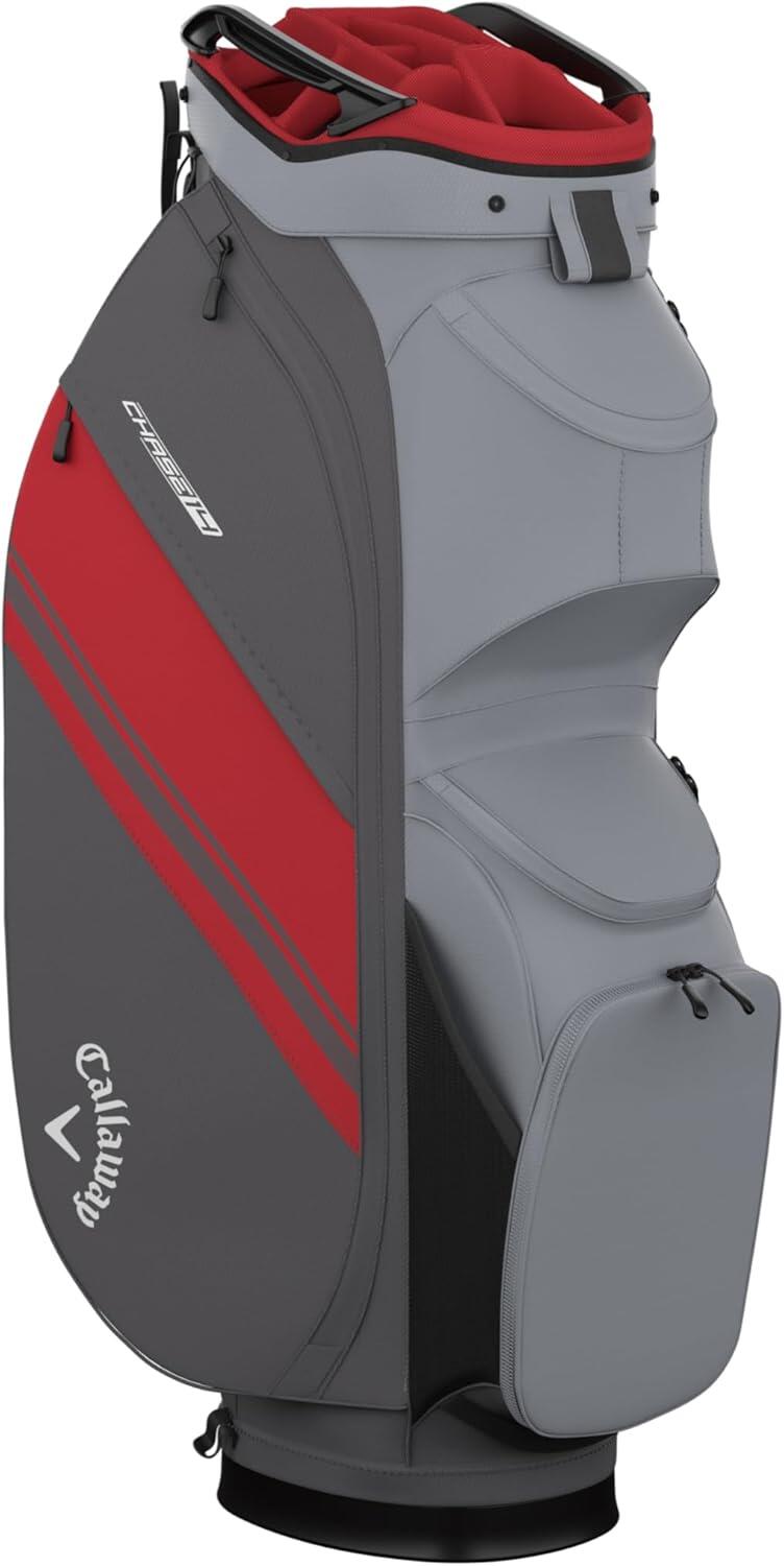 Callaway Golf Chase 14 Cart Bag 26, sac de golf pour chariot, graphite/rouge 2/5