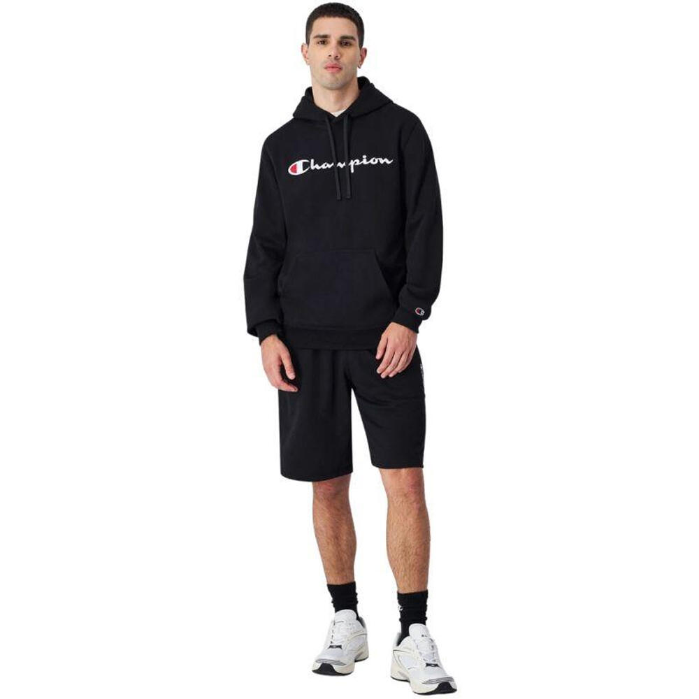 Felpa Con Cappuccio Logo Ricamato Uomo Champion Nero 4/4
