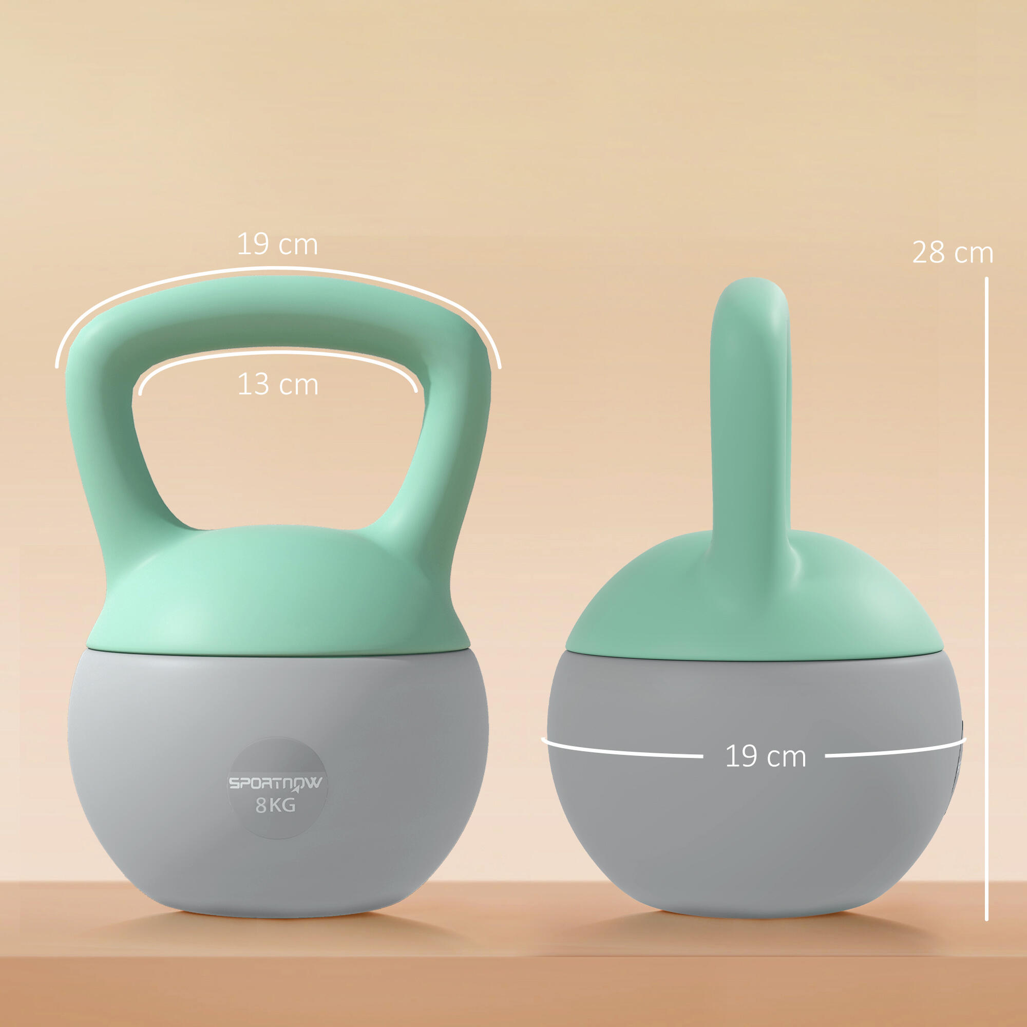 Kettlebell SPORTNOW 19x19x28 cm Verde y Gris 3/5