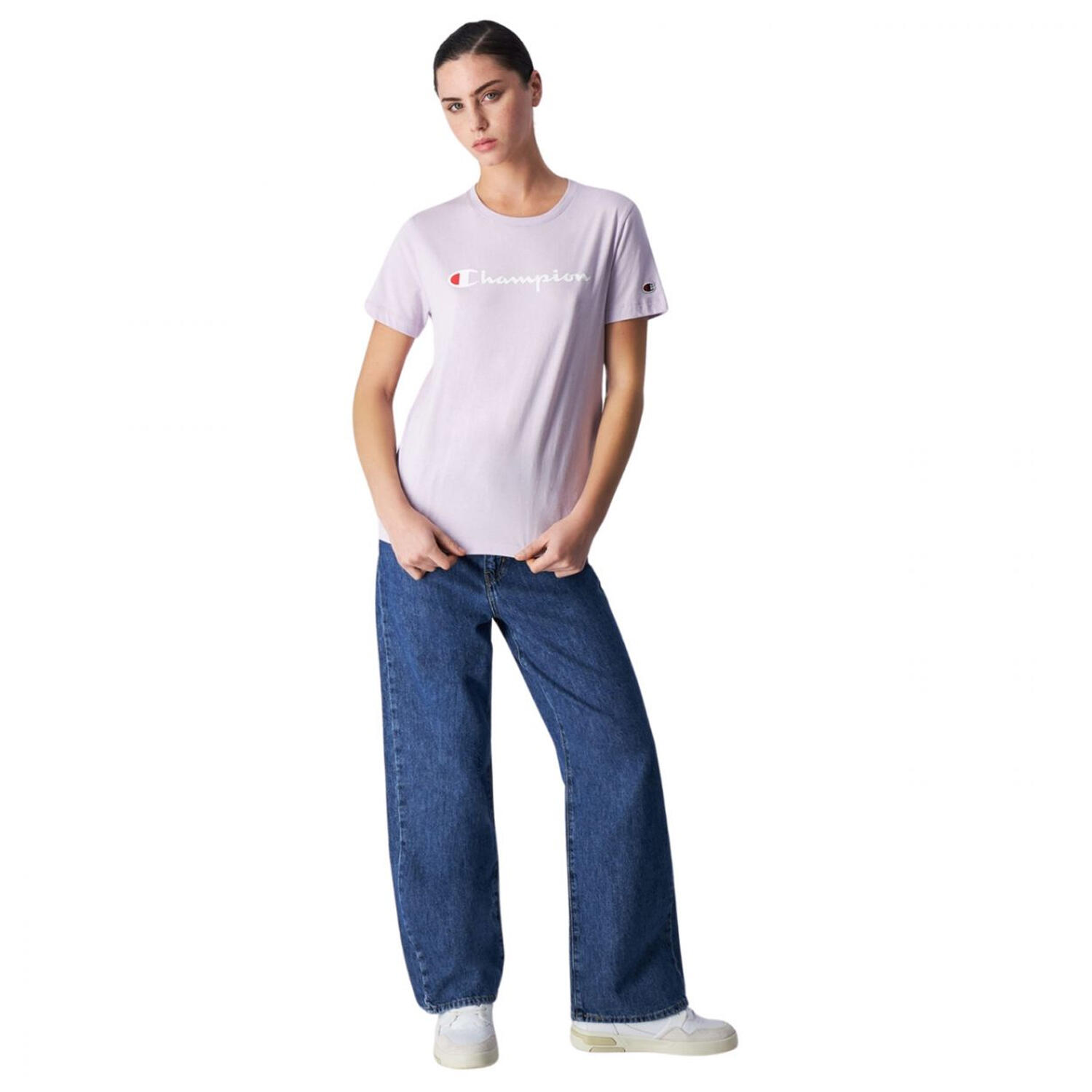 Maglietta Manica Con Marchio Donna Champion Violetto 4/4