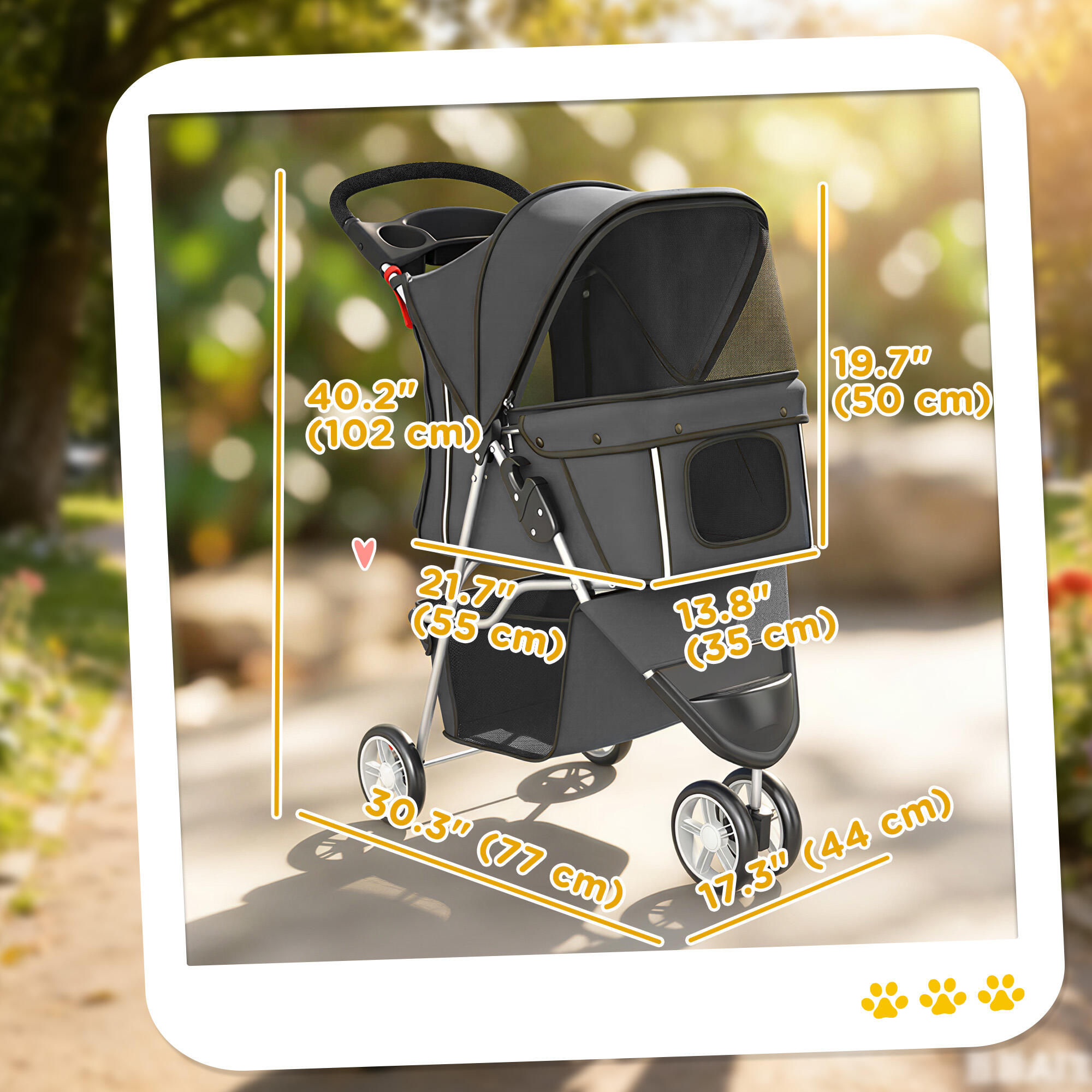 Carrinho para Cães 77x44x102 cm Cinzento Escuro PawHut 3/5