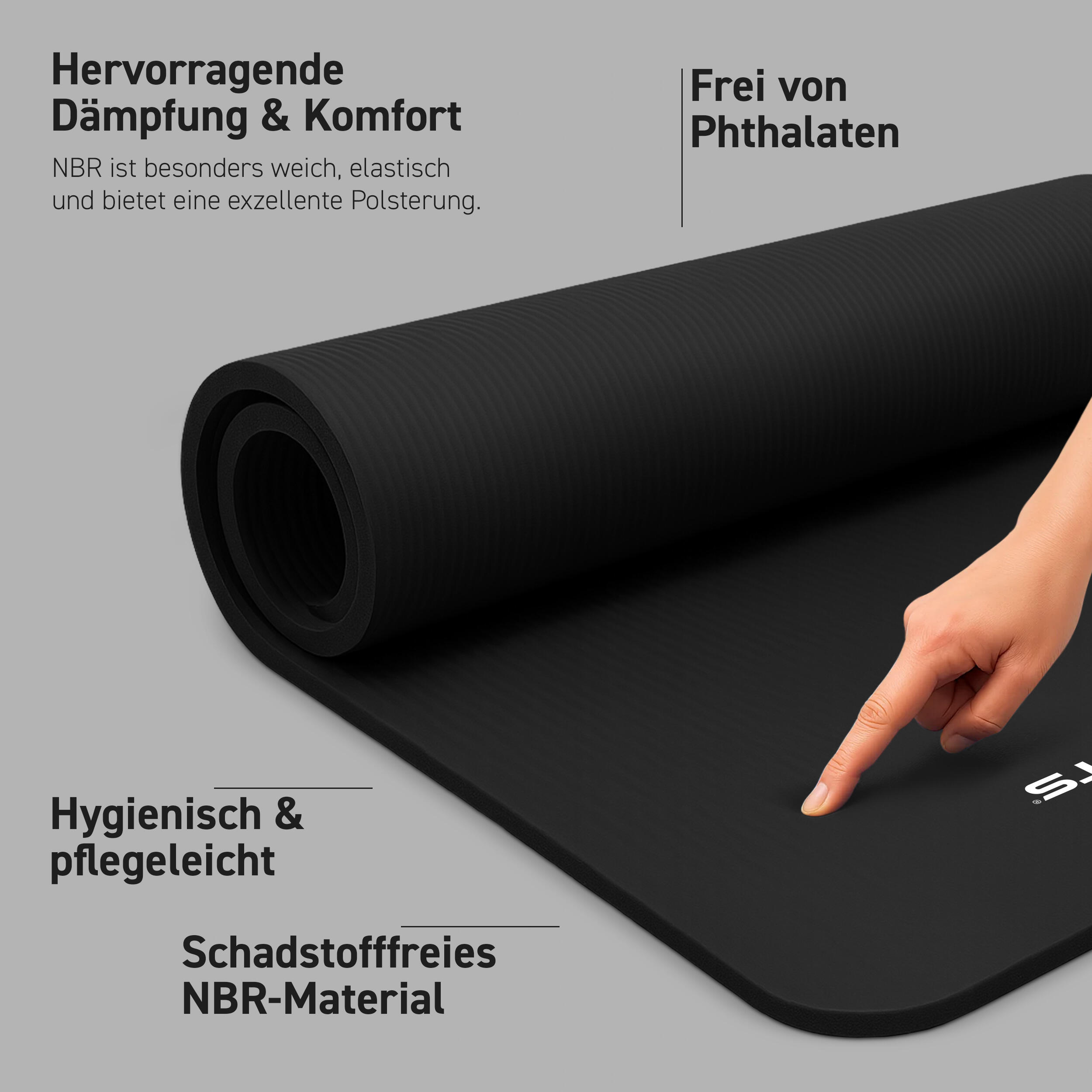 Gymnastikmatte Premium inkl. Gurt + Poster + Workout App / Hautfreundlich 2/8