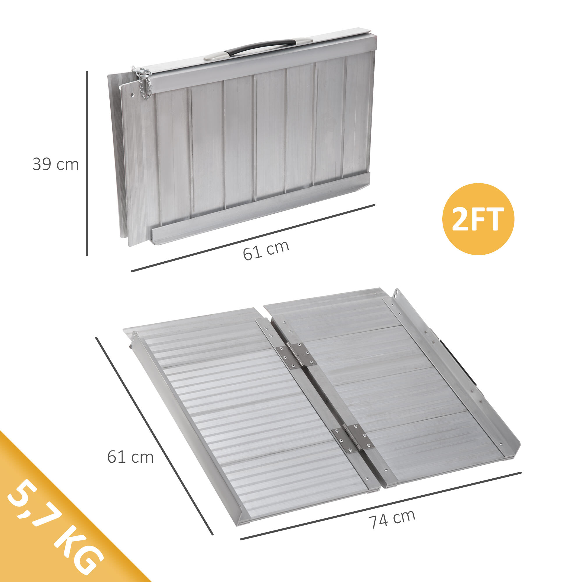 Rampa para Sillas HOMCOM 61x74x5 cm Plata 3/5