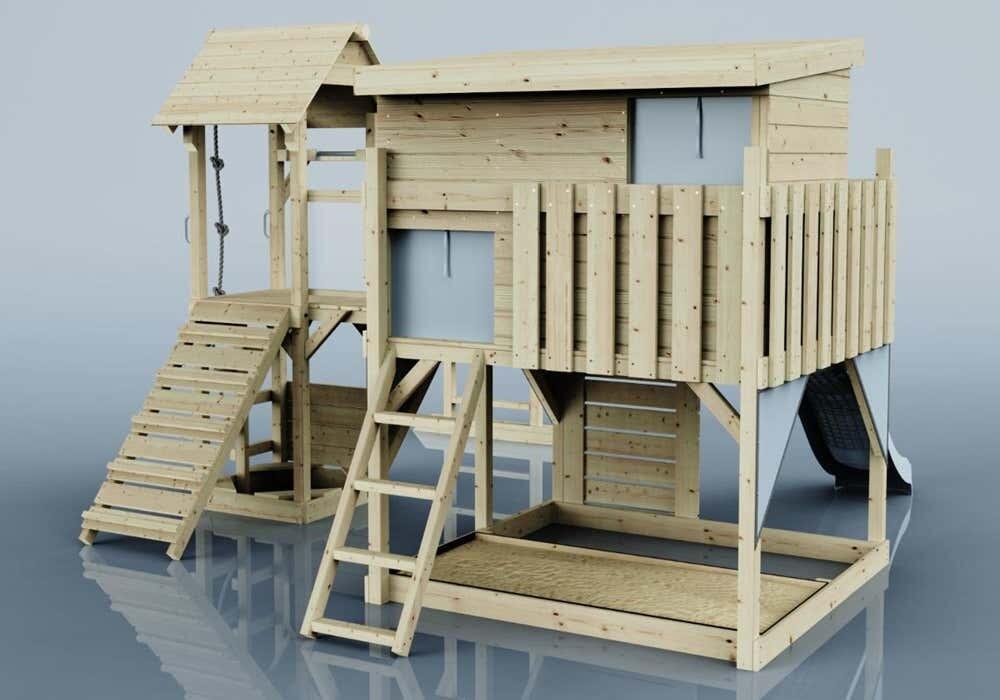 Spielturm Isak in Eisblau - 406 × 444 × 274 cm 4/5