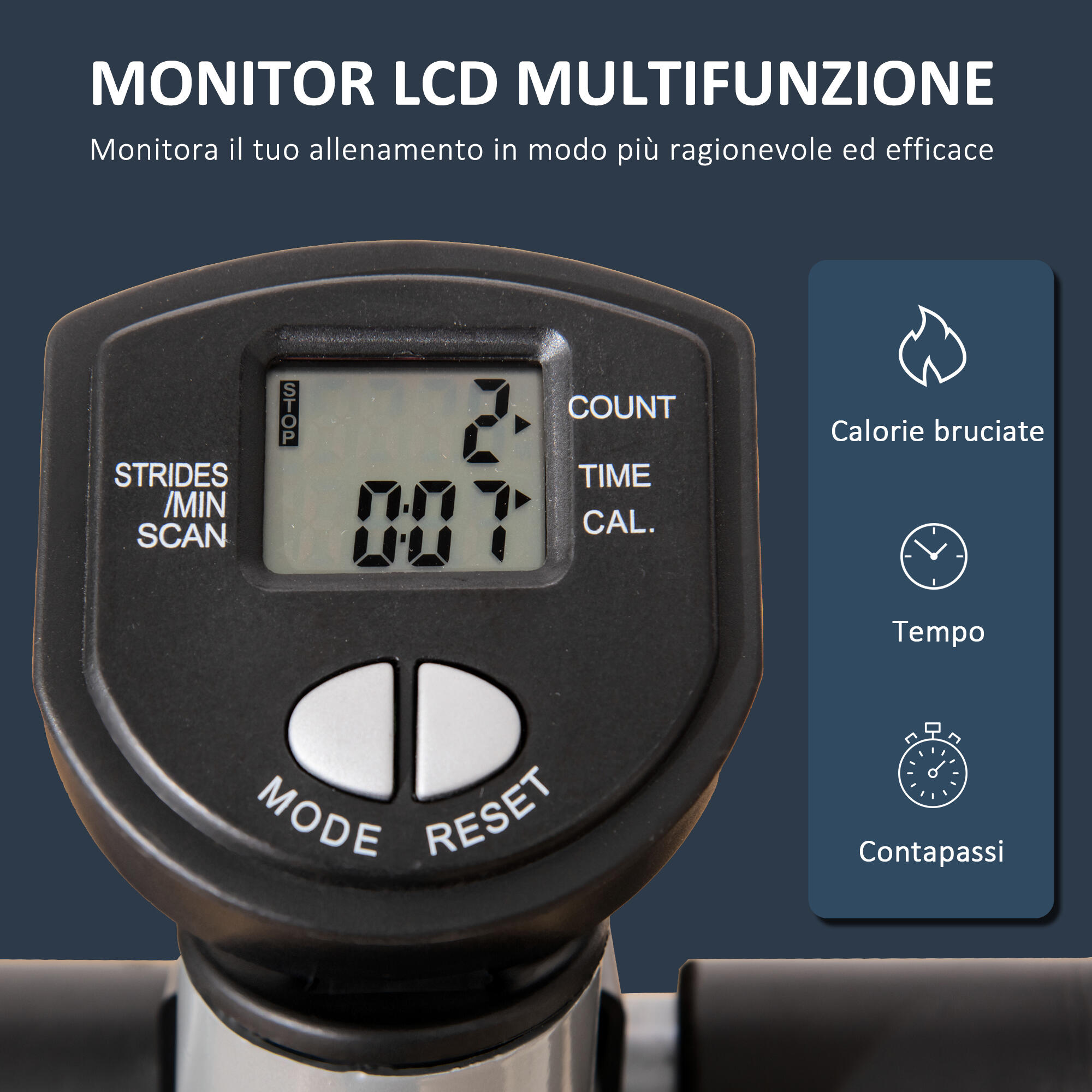 HOMCOM Stepper con Monitor LCD, Manubrio Regolabile ed Elastici Bianco e Grigio 5/7