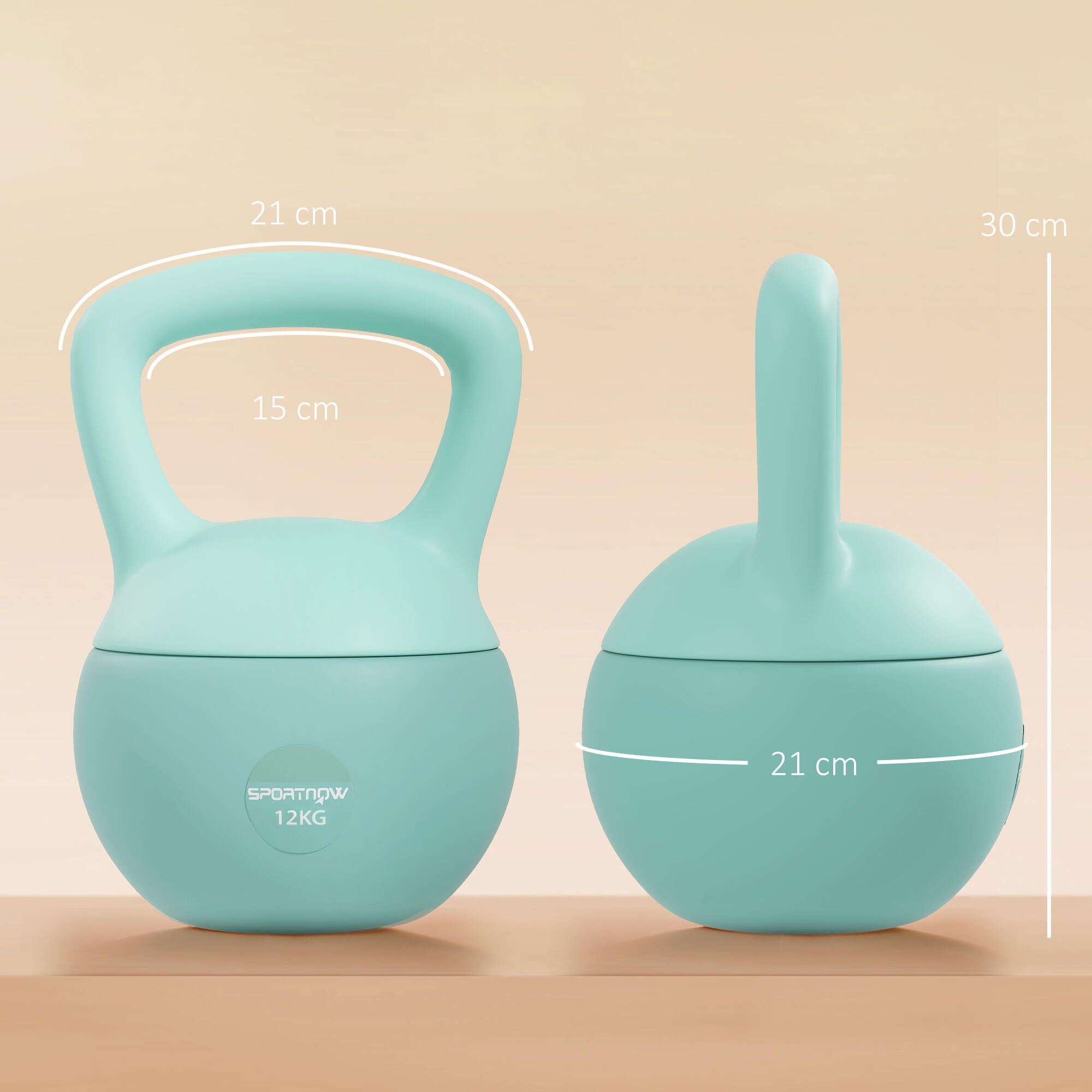 Kettlebell de 12 kg 21x21x30 cm verde SPORTNOW 3/5