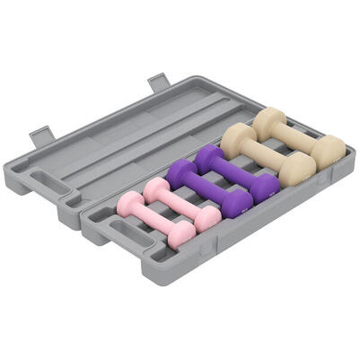 HOMCOM Set 6 Manubri Pesi con Valigetta da 0.5kg 1kg 1.5kg in Acciaio e PU