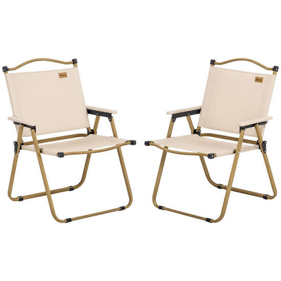 Lot 2 chaises jardin pliantes accoudoirs camping plage Oxford kaki