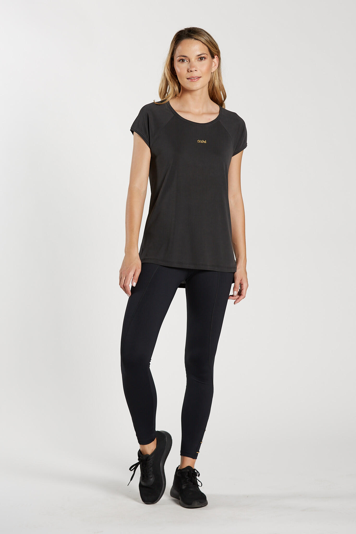 Camiseta Fitness Mujer Ditchil Delicate Modal Negro 4/7