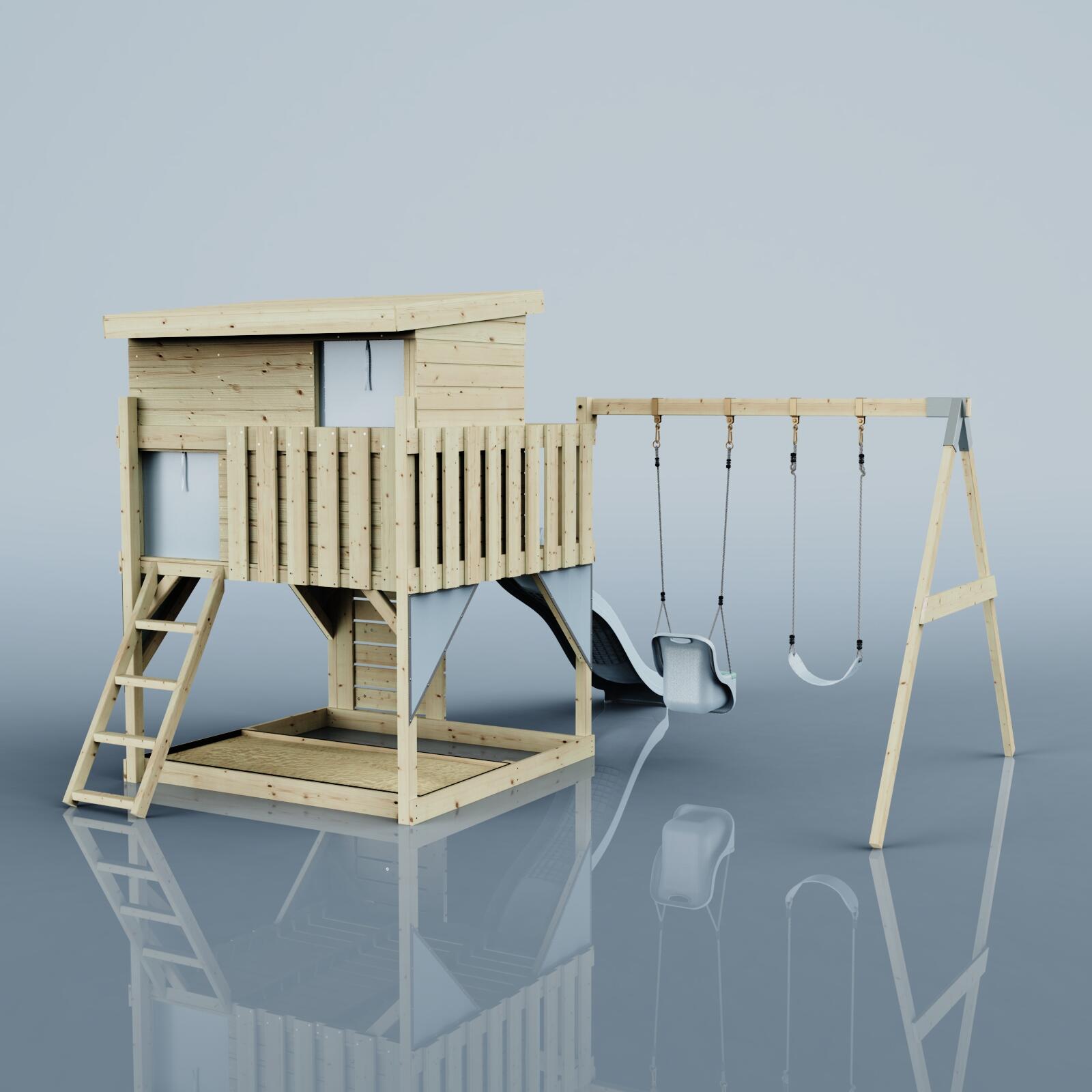 Spielturm Nils mit Babyschaukel in Eisblau - 415 × 396 × 260 cm 4/6