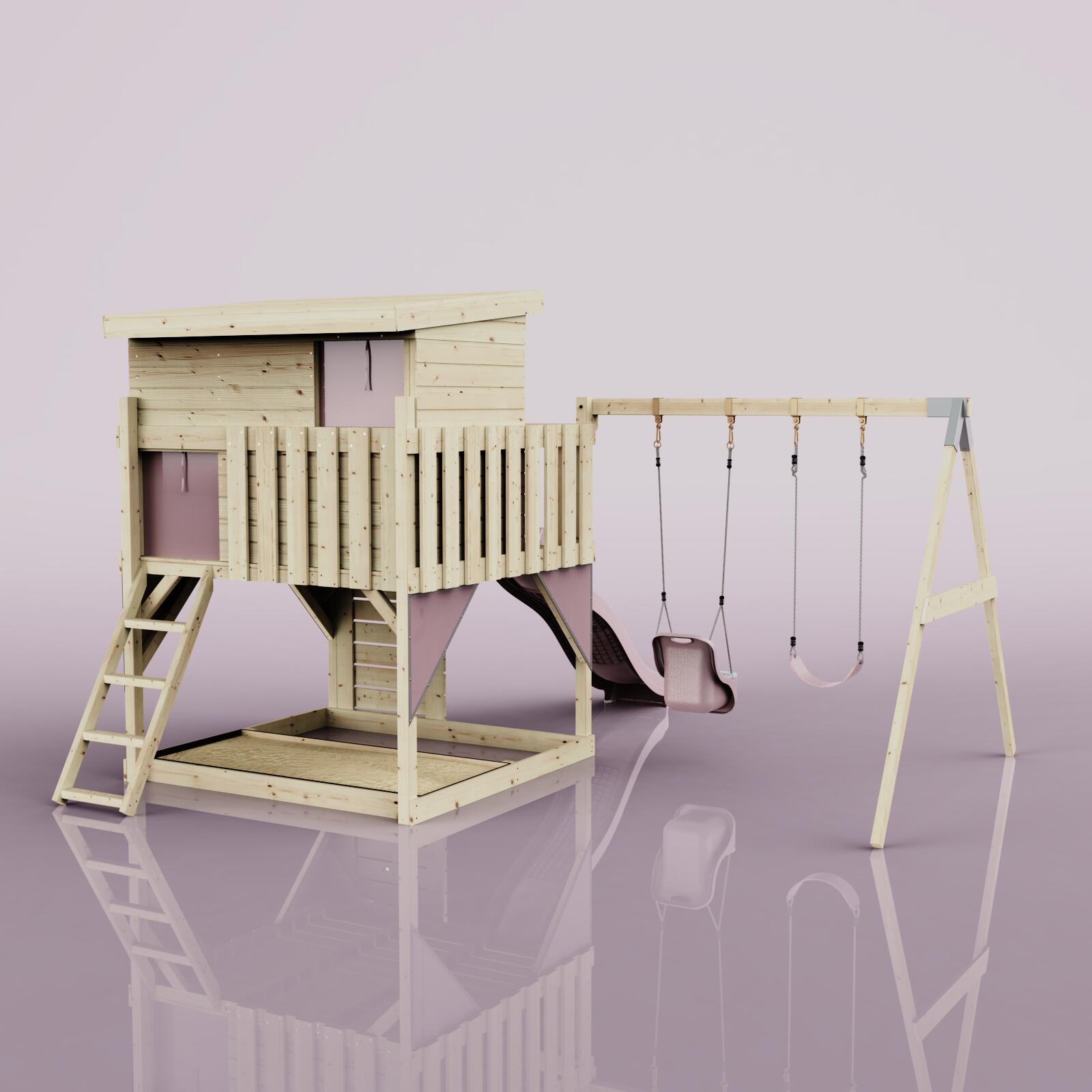 Spielturm Nils mit Babyschaukel in Altrosa - 415 × 396 × 260 cm 4/6