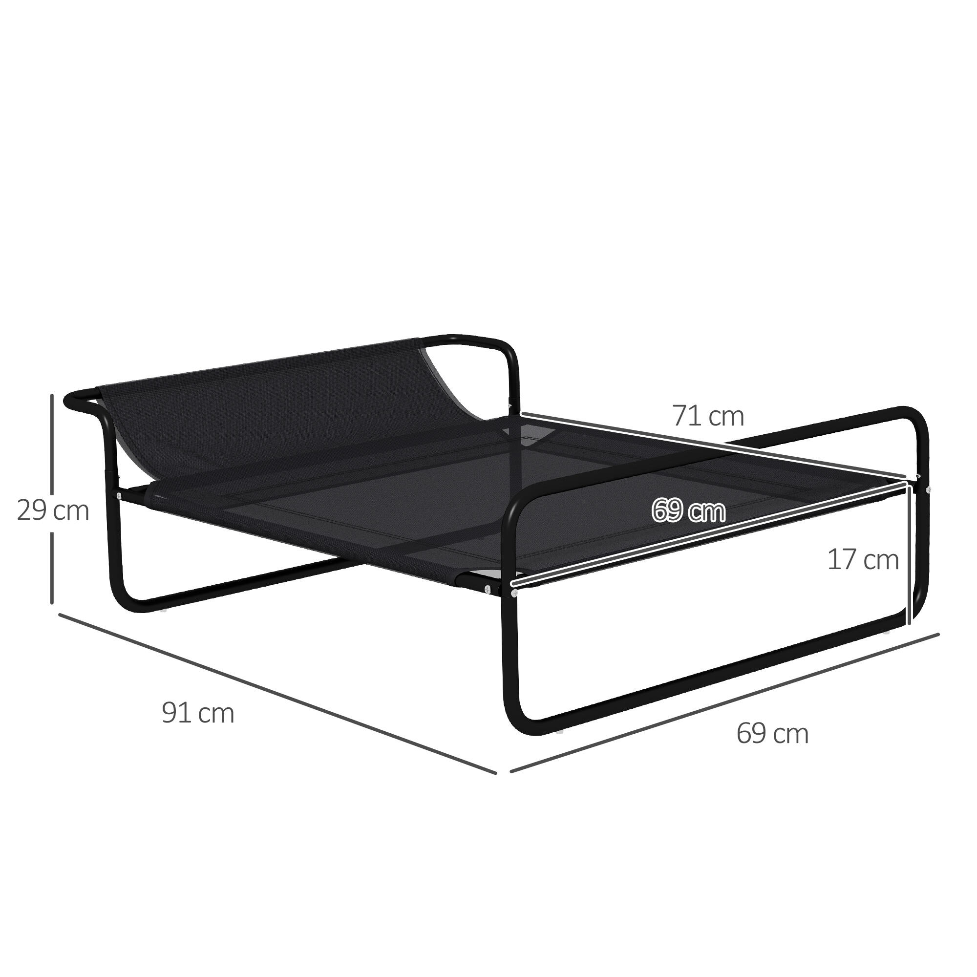 Cama Elevada Perros PawHut 91x69x29 cm Negro 3/5