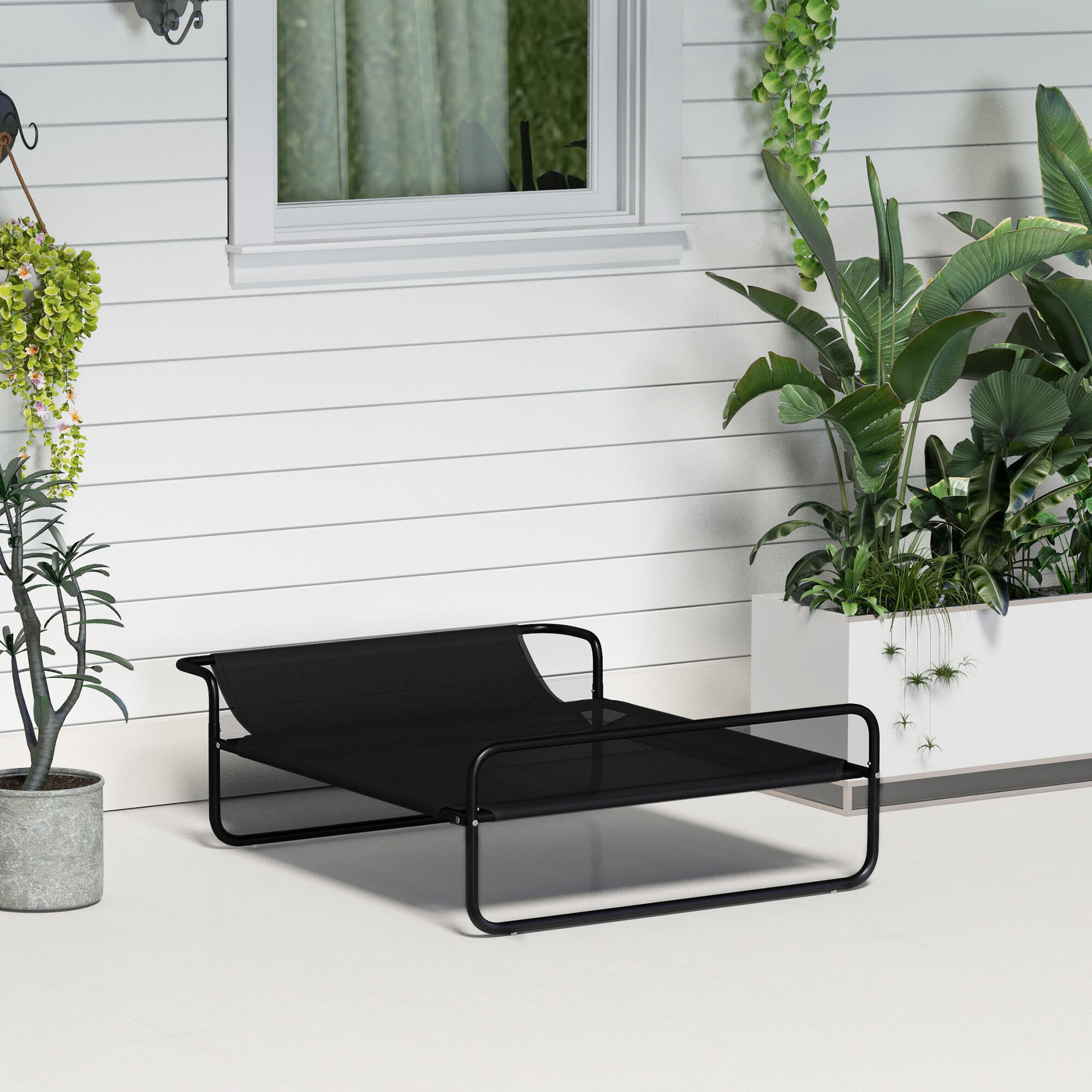 Cama Elevada Perros PawHut 91x69x29 cm Negro 2/5