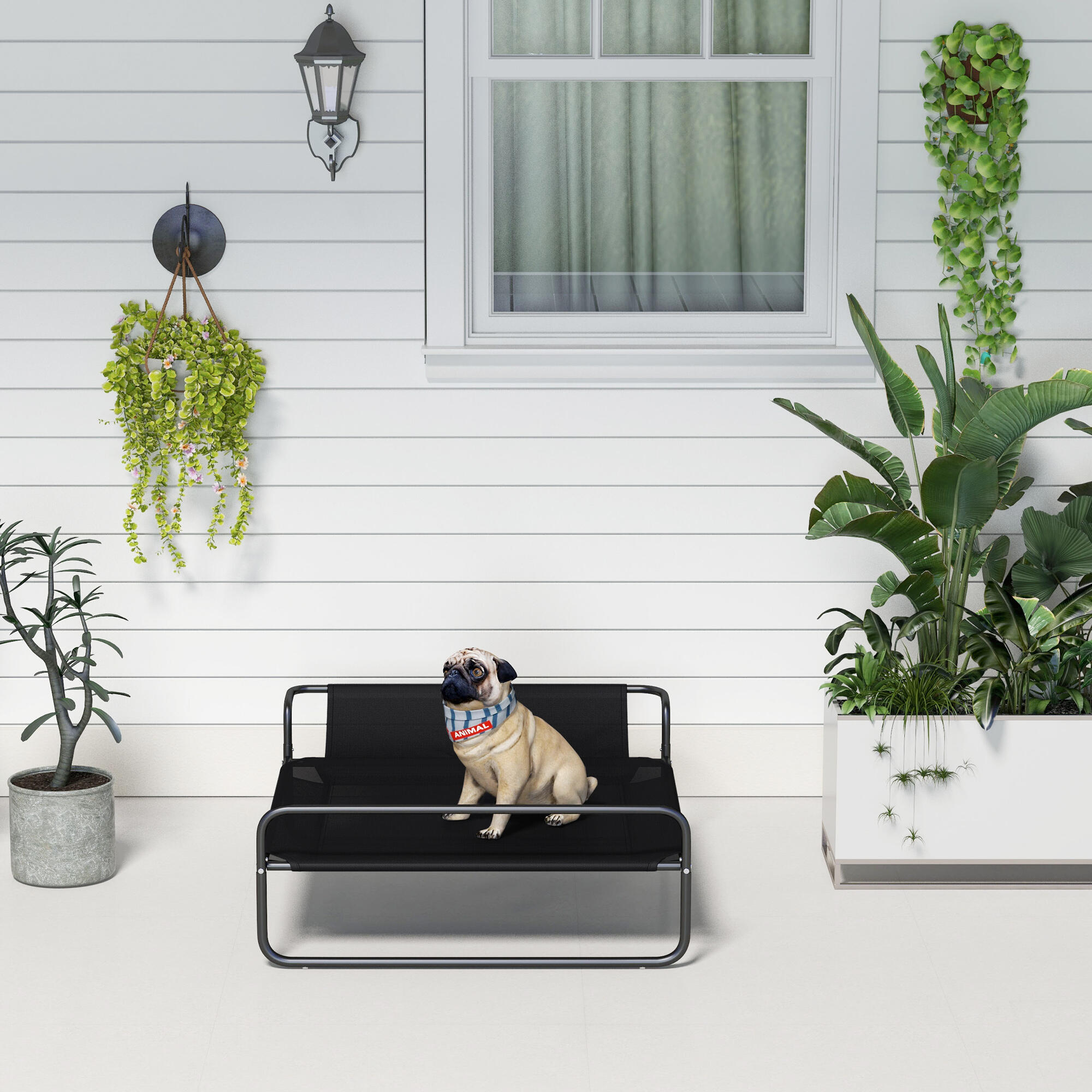 Cama Elevada Perros PawHut 91x69x29 cm Negro 5/5