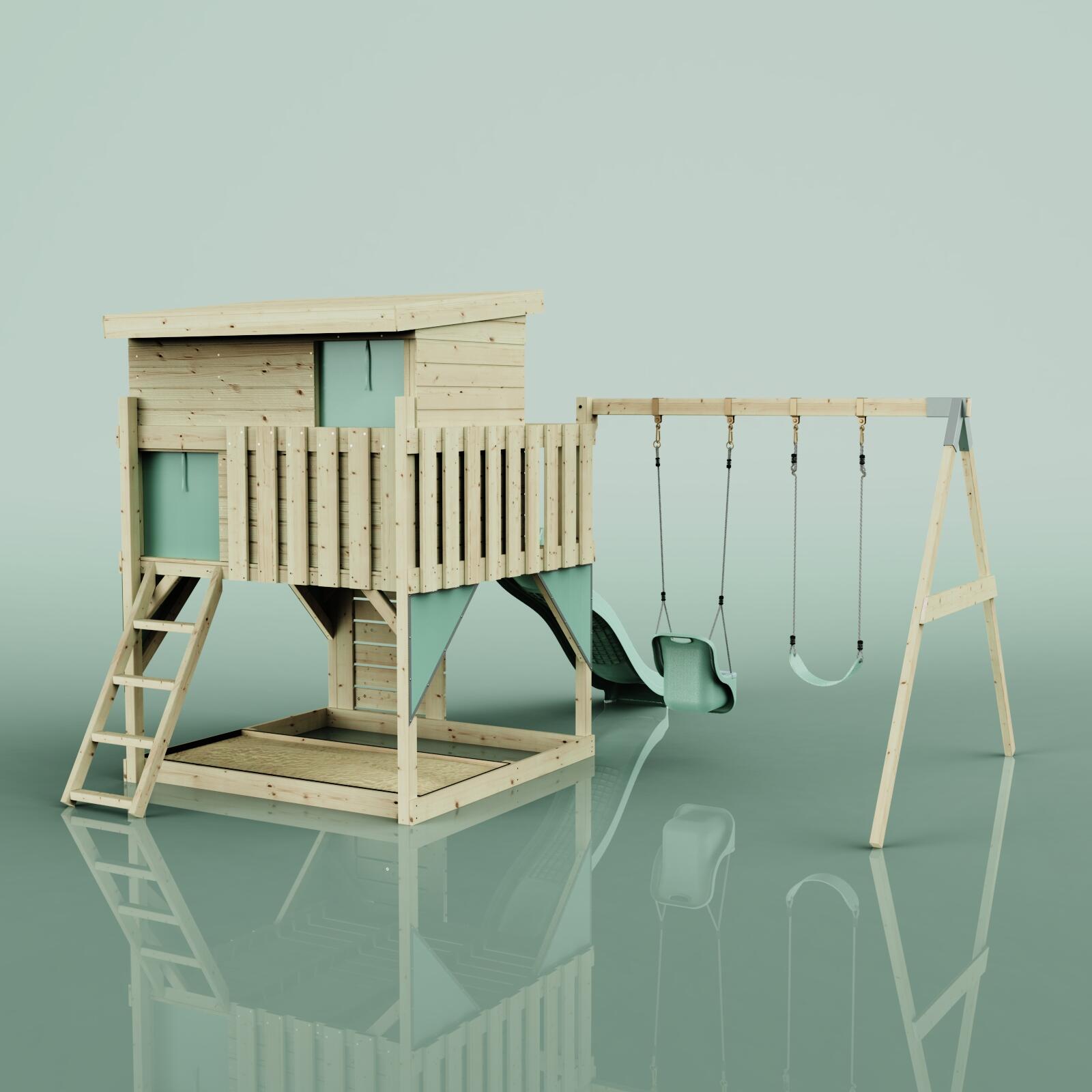 Spielturm Nils mit Babyschaukel in Mintgrün - 415 × 396 × 260 cm 4/6