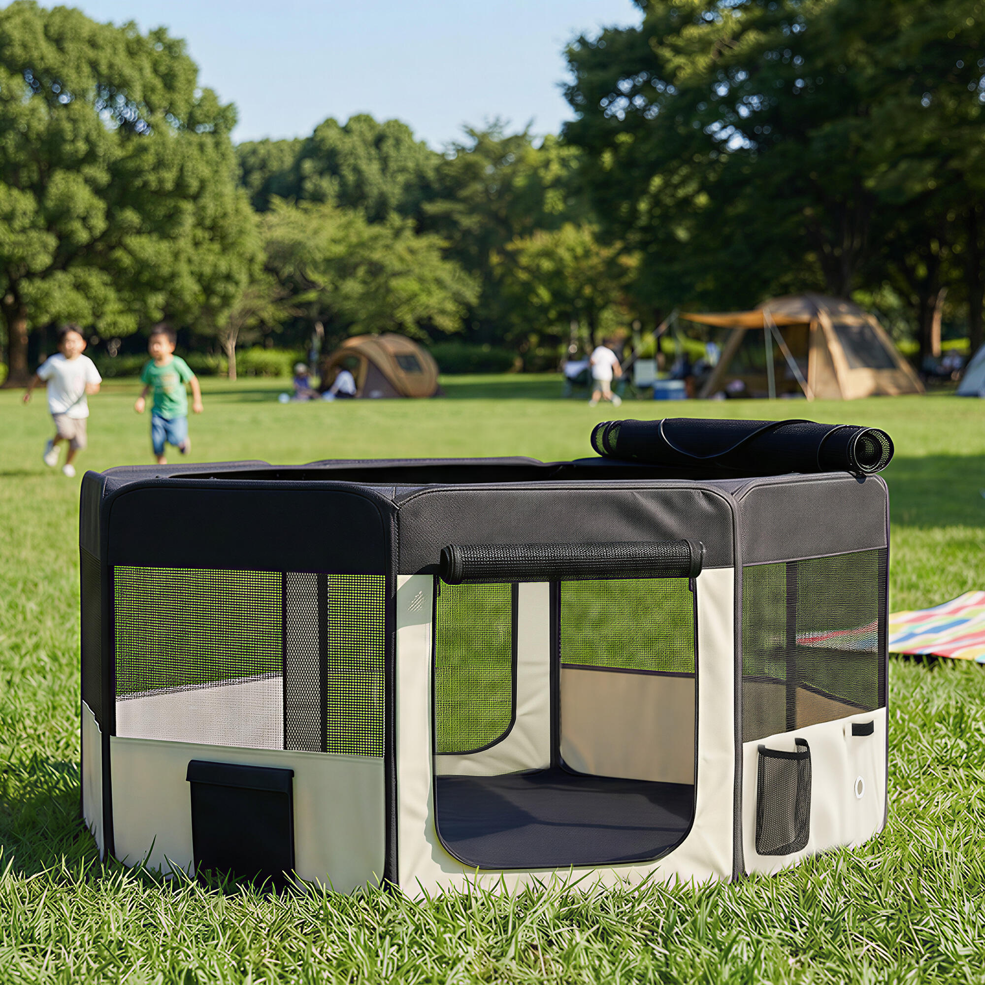 Parque para Animais de Estimação PawHut Preto 2/5