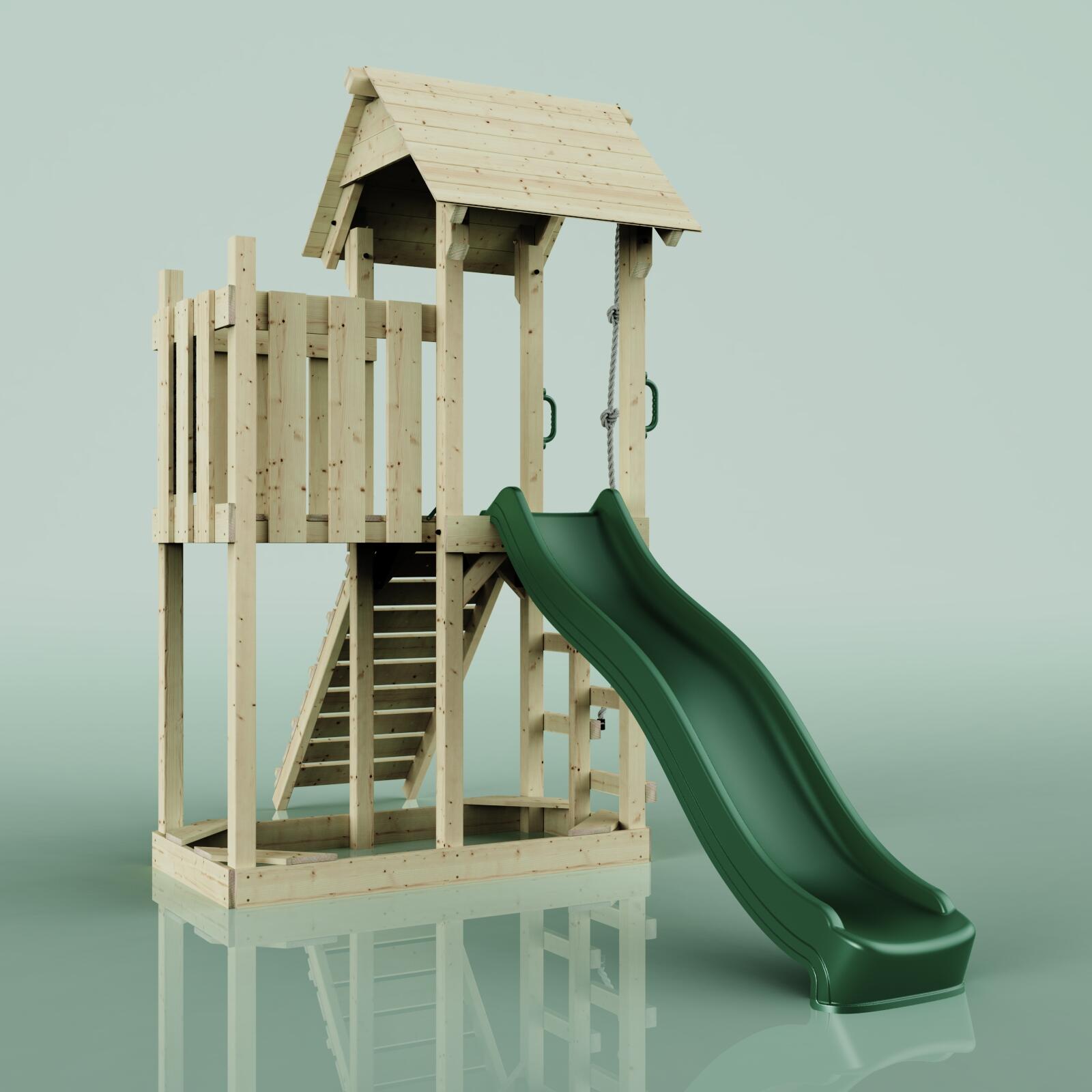 Spielturm Tromso in Dunkelgrün - 357 × 170 × 273 cm 4/6