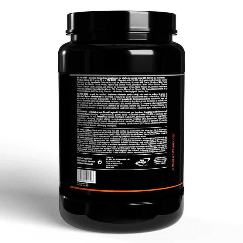 Gainer pentru creștere în greutate și masă musculară, Pro Mass, Ciocolată, 1600g