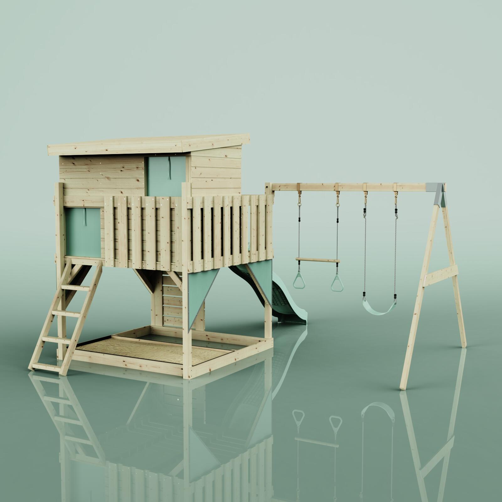 Spielturm Nils mit Trapezstange in Mintgrün - 415 × 396 × 260 cm 4/6