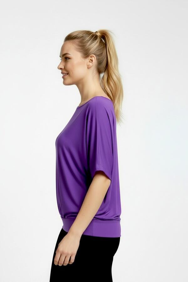 Dames losvallende paarse dansblouse Kizomba violet 3/6