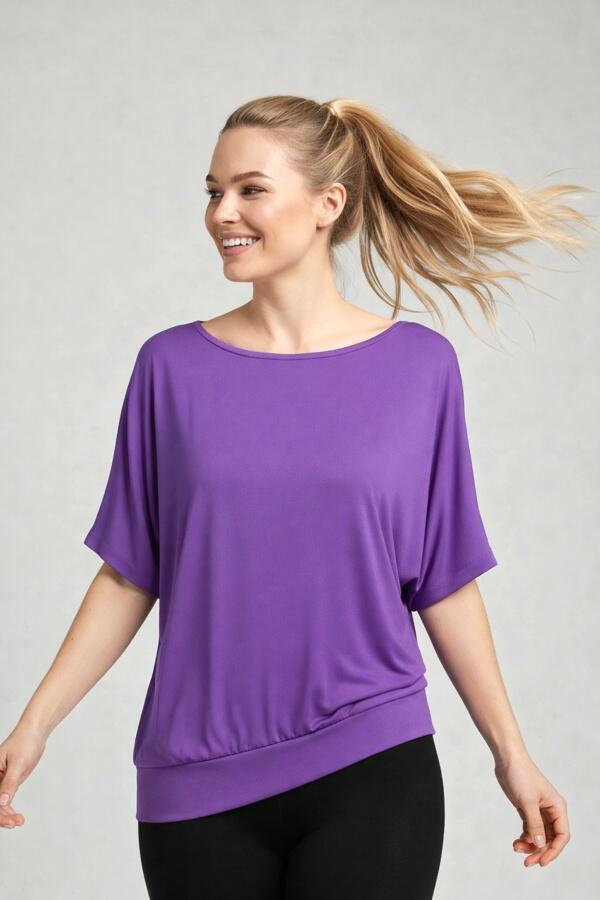 Dames losvallende paarse dansblouse Kizomba violet 2/6