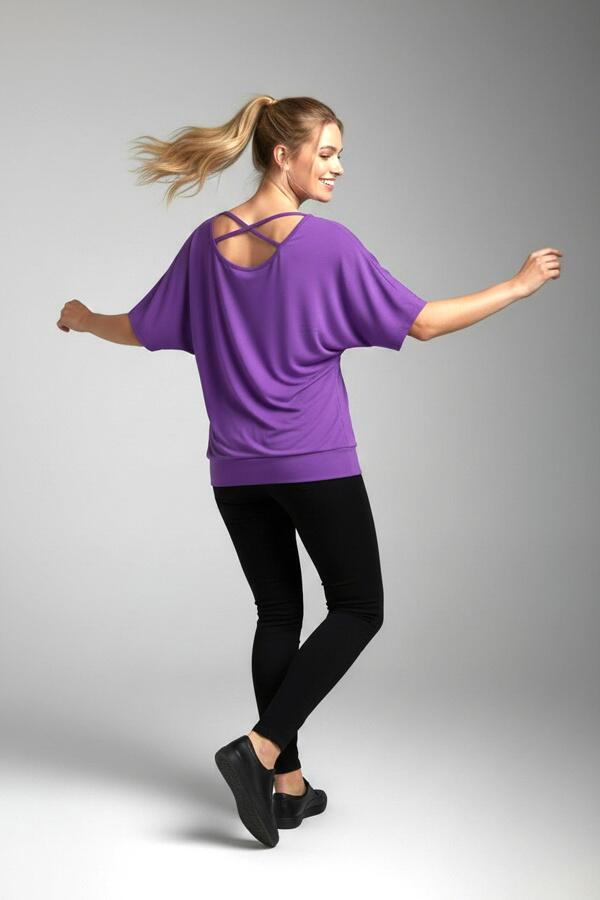 Dames losvallende paarse dansblouse Kizomba violet 5/6