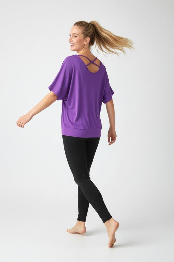 Dames losvallende paarse dansblouse Kizomba violet 4/6