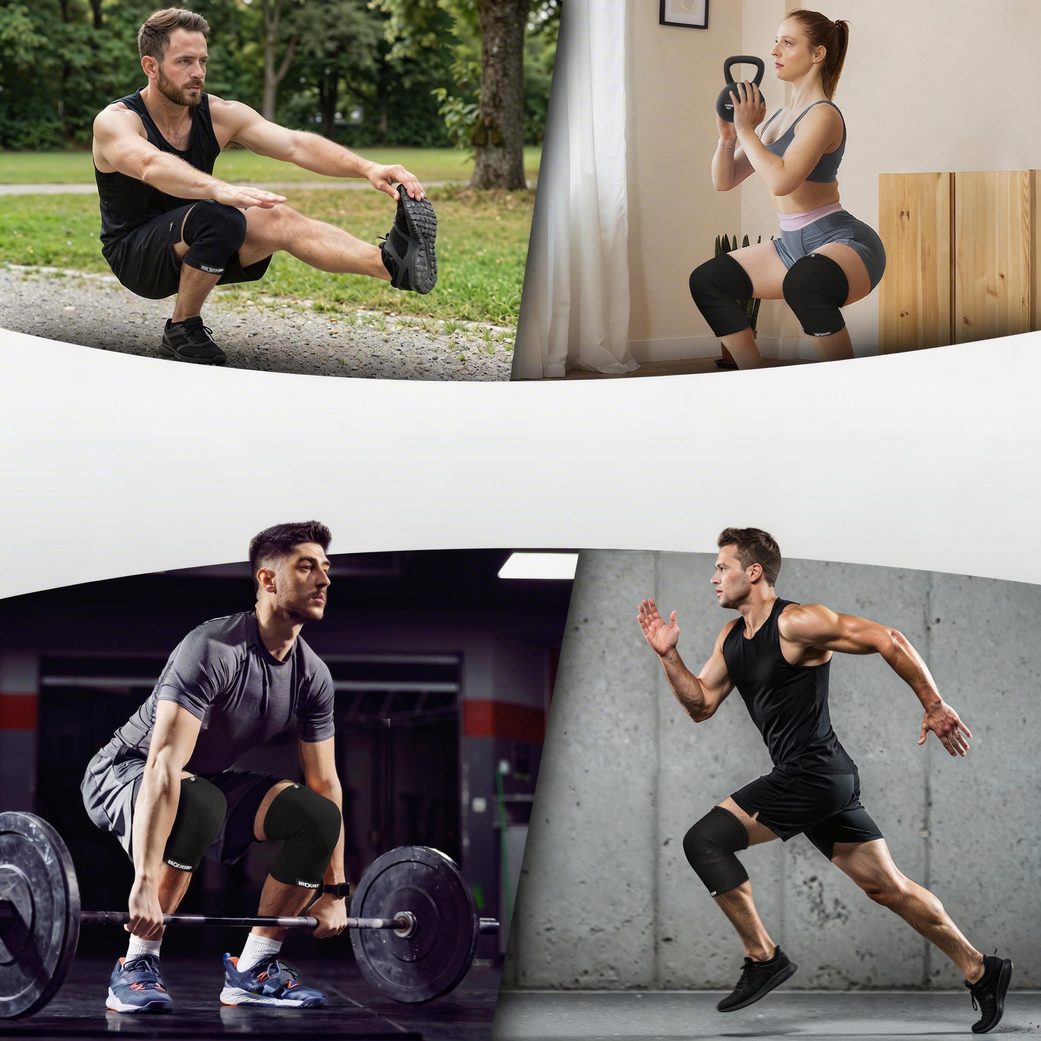 Profi Kniebandage Größe L Anatomische Passform für Kraftsport Fitness & Squats 4/5
