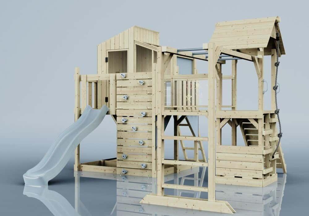 Spielturm Ludvig in Eisblau - 406 × 444 × 291 cm 4/5