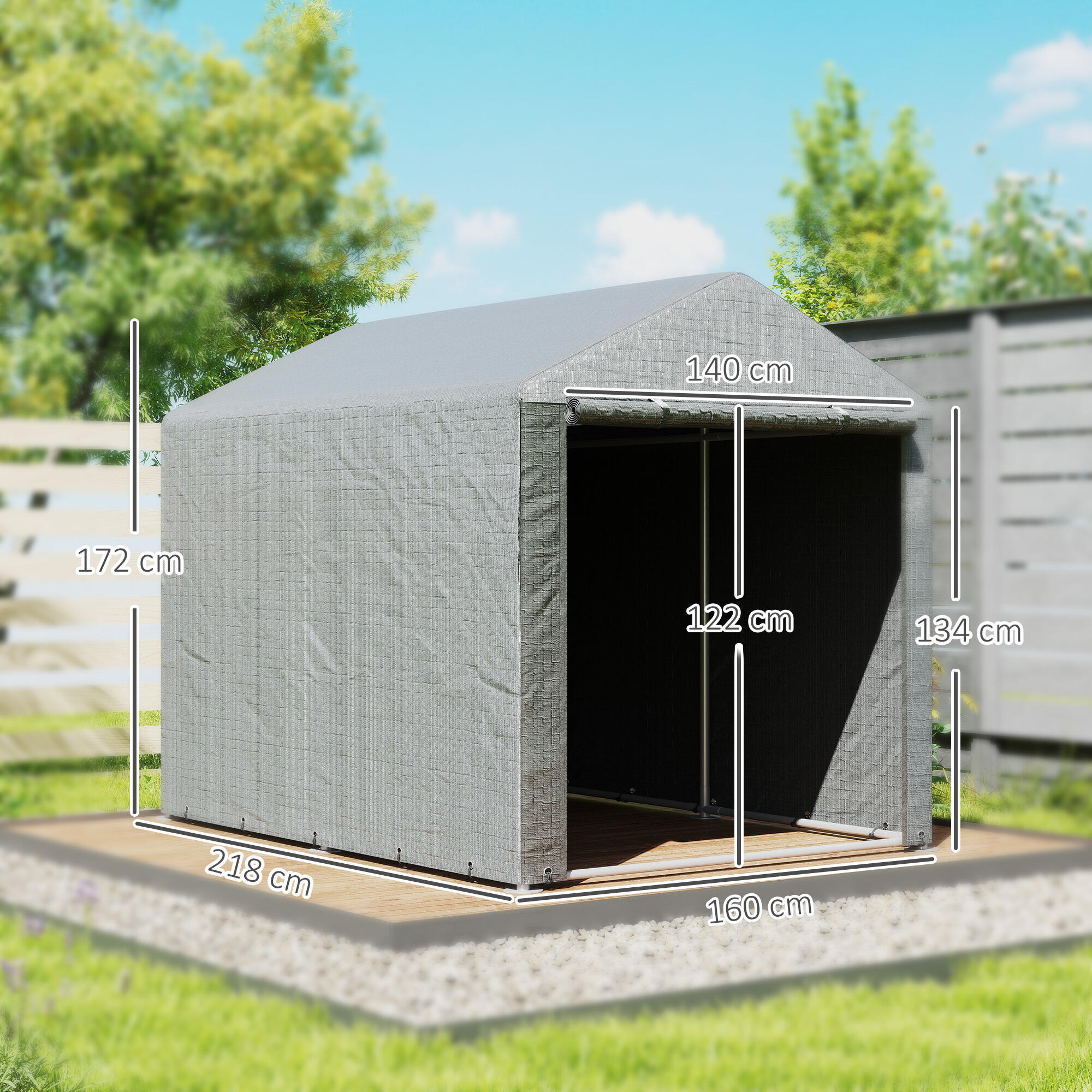 Abrigo de ferramentas 160x218x172 cm cinza claro Outsunny 3/5