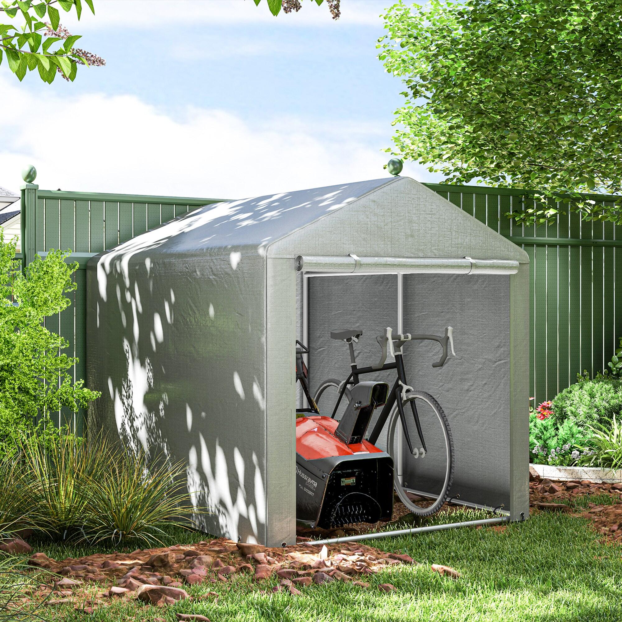 Abrigo de ferramentas 160x218x172 cm cinza claro Outsunny 2/5