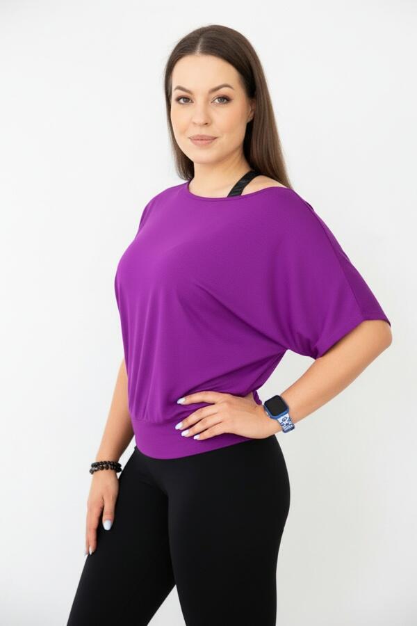 Bluzka damska do tańca i fitness z odkrytymi plecami Dancer violet 2/5