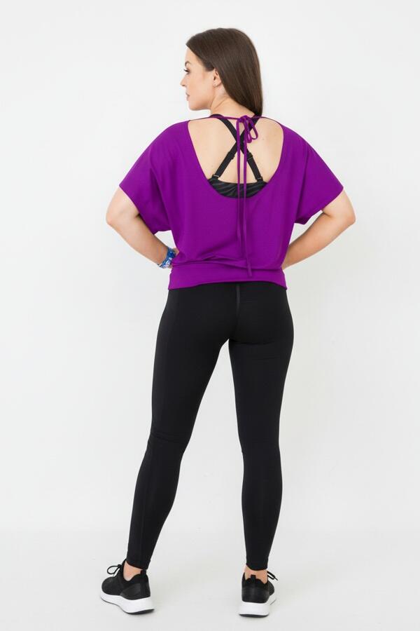 Bluzka damska do tańca i fitness z odkrytymi plecami Dancer violet 4/5