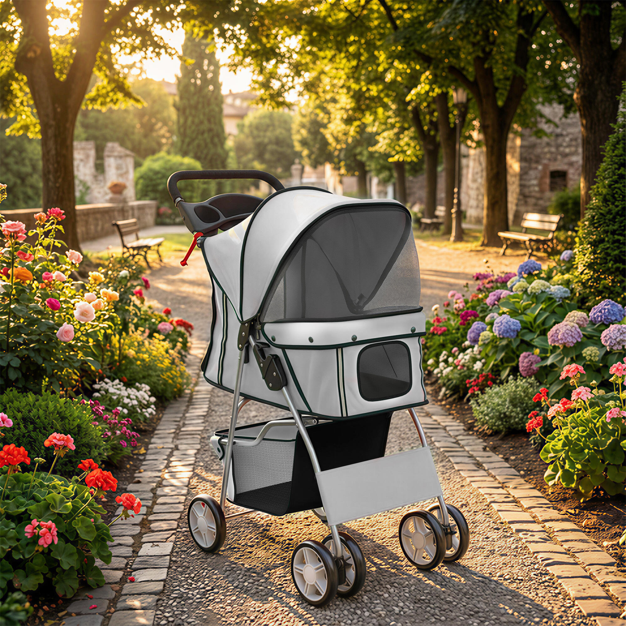 Carrito para Perros PawHut 77x44x102 cm Gris 2/5
