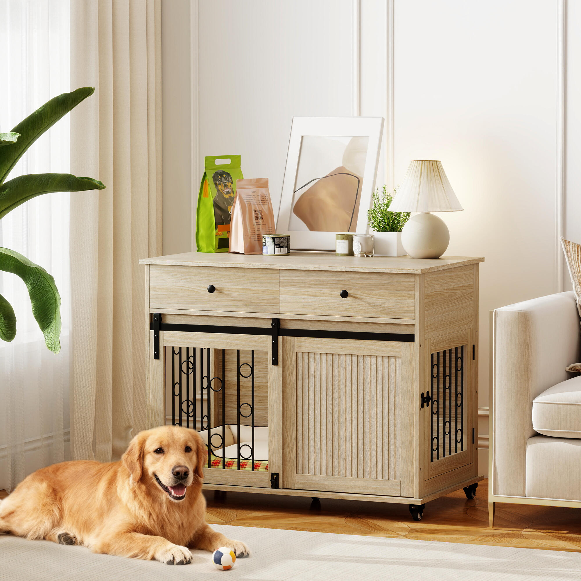 Móvel gaiola para cães PawHut 100x56x81 cm castanho e preto 2/5