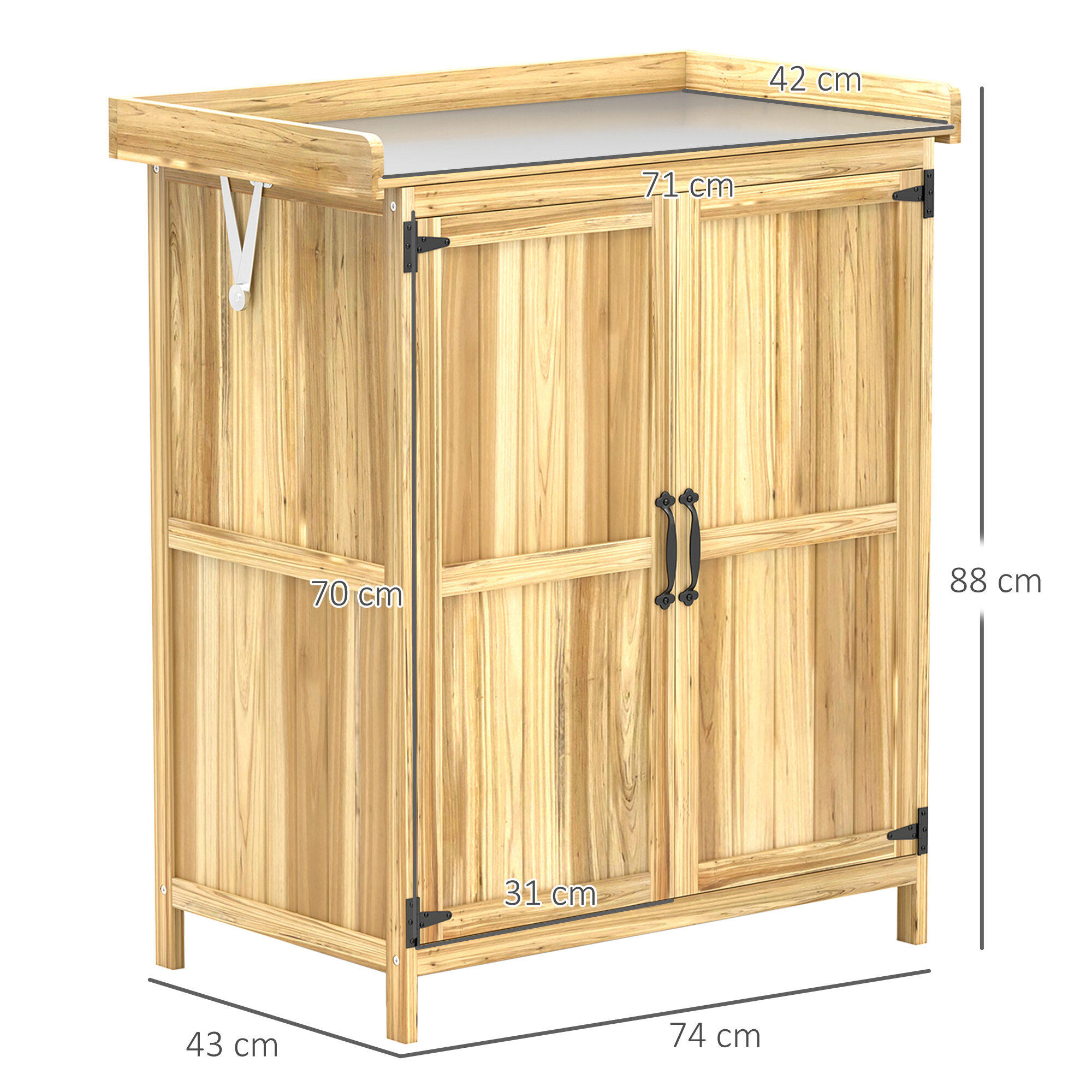 Caseta de Jardín Outsunny 74x43x88 cm Madera Natural 3/5