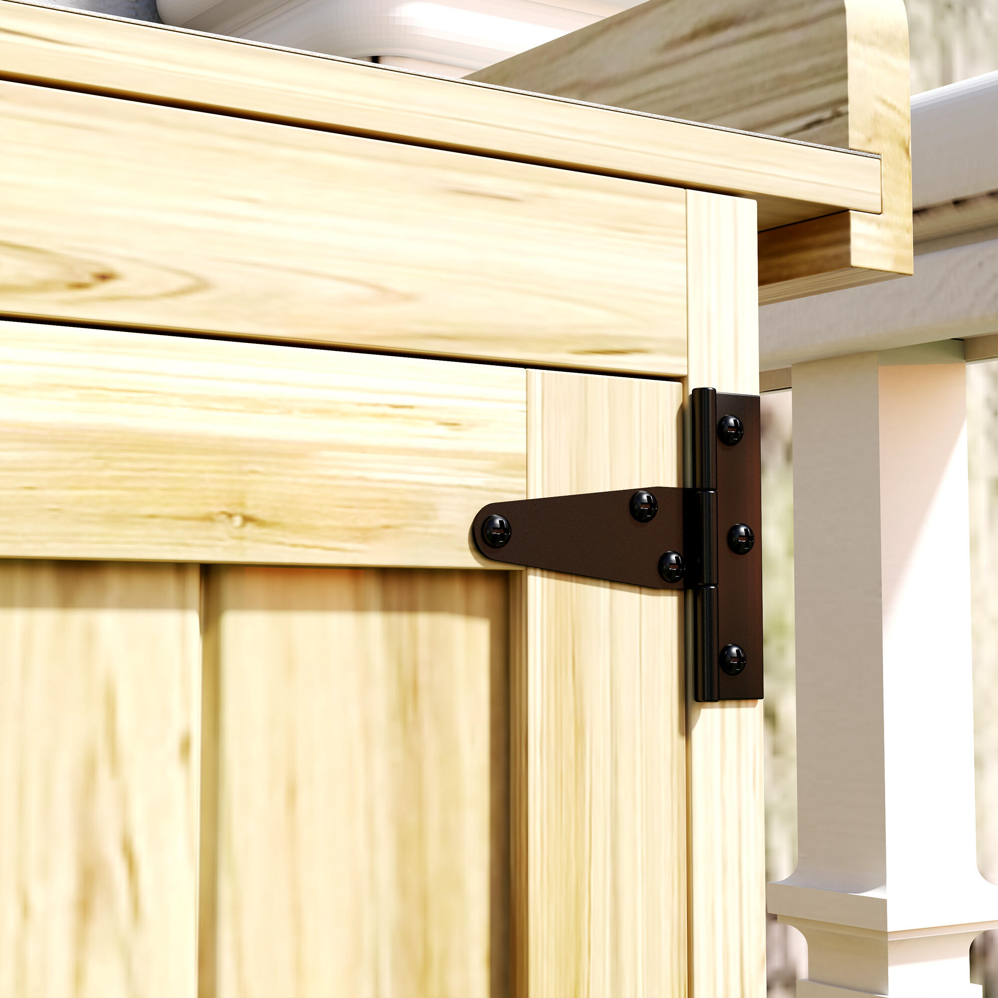 Caseta de Jardín Outsunny 74x43x88 cm Madera Natural 4/5