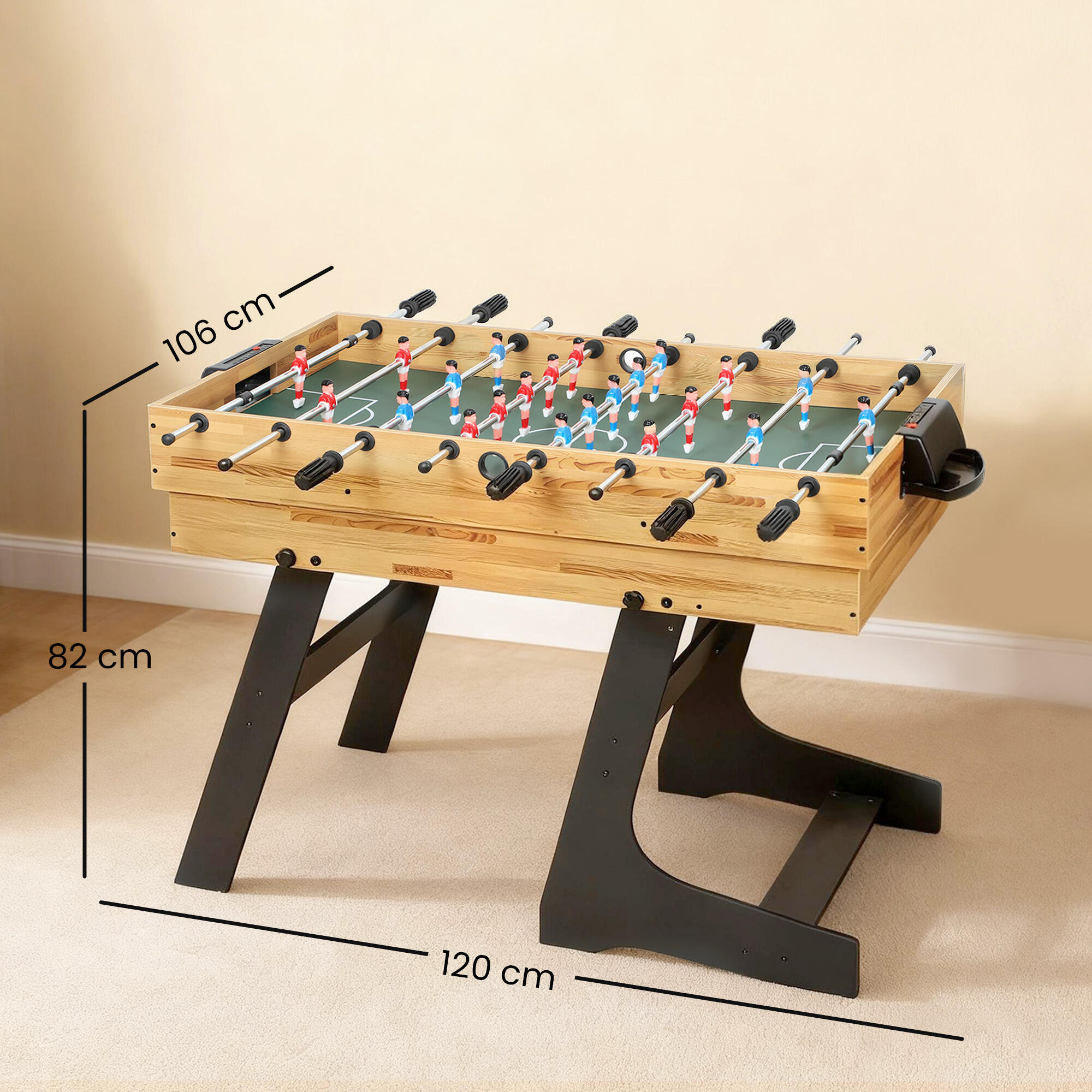 Mesa Multijuegos SPORTNOW 120x106x82 cm Natural y Negro 3/5