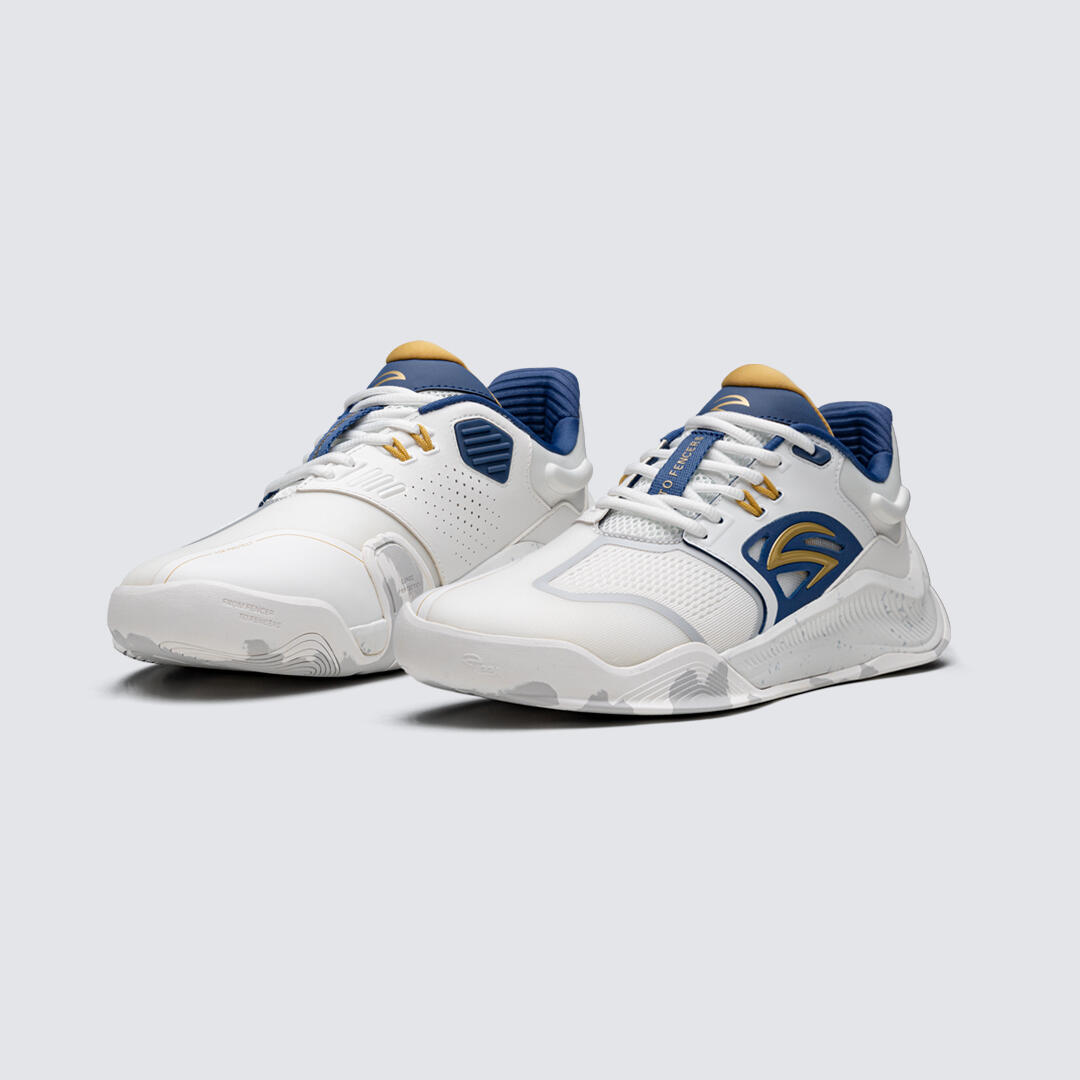 Calzado de Esgrima Adulto – Azza Fencing 15/14 Macaw Blanco / Azul / Oro 3/8