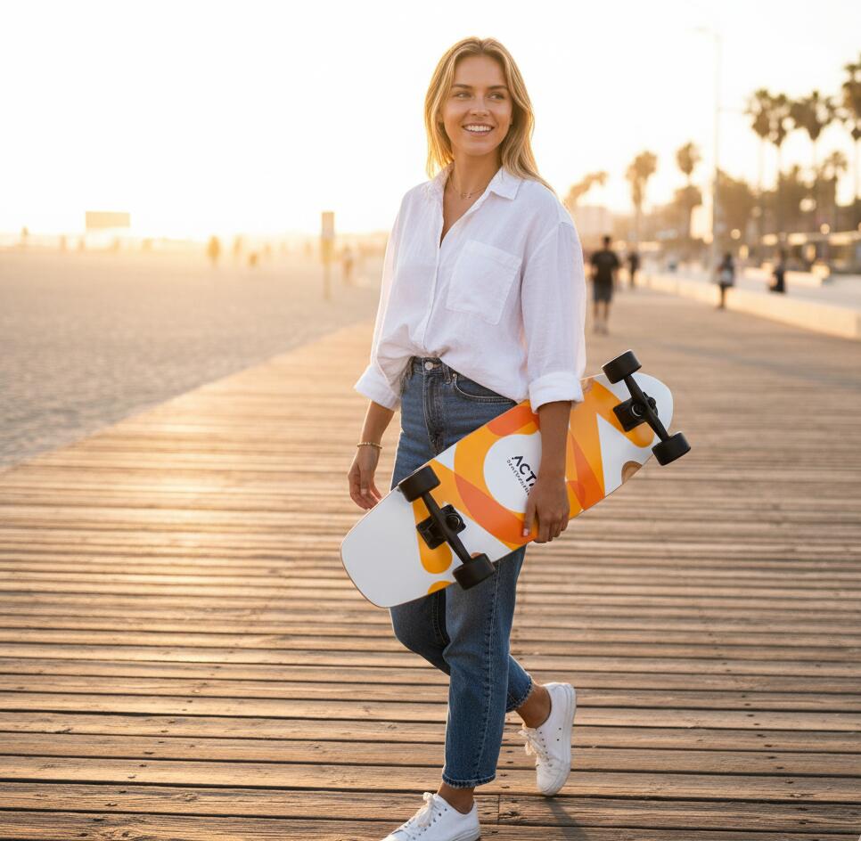 ACTA Surfskate Overlap 31" – Laranja e Branco - Prancha de surfe em maple de 7 c 2/8